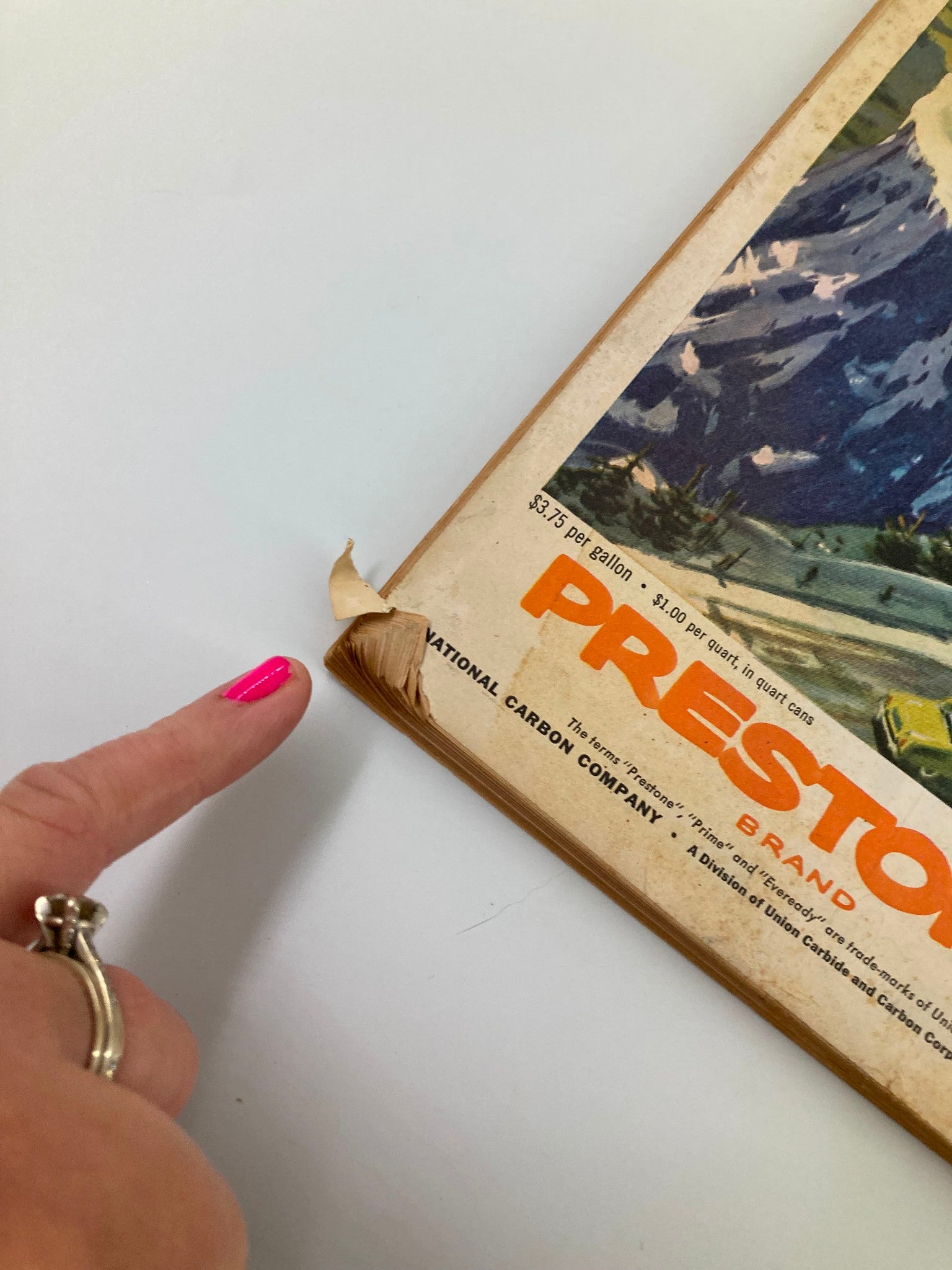 Detail shot focusing on the back cover of the vintage Farm Journal Magazine from November 1953, emphasizing minor wear and the vivid visuals associated with the magazine's era.