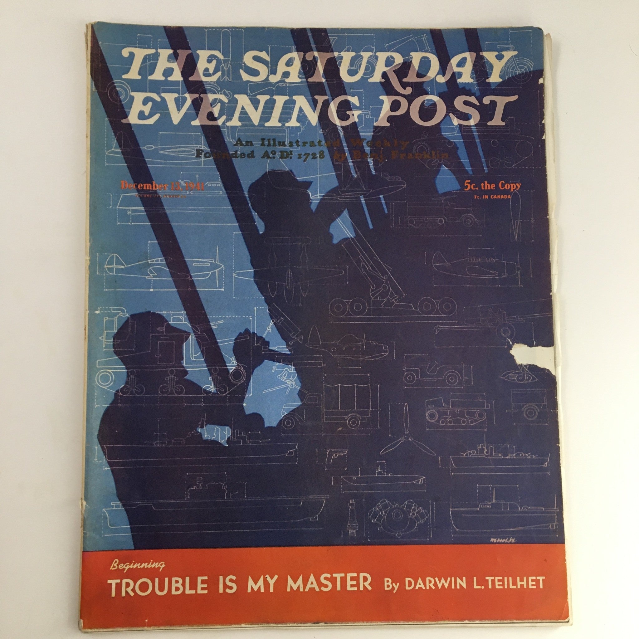 The Saturday Evening Post December 13 1941 Trouble Is My Master, No Label