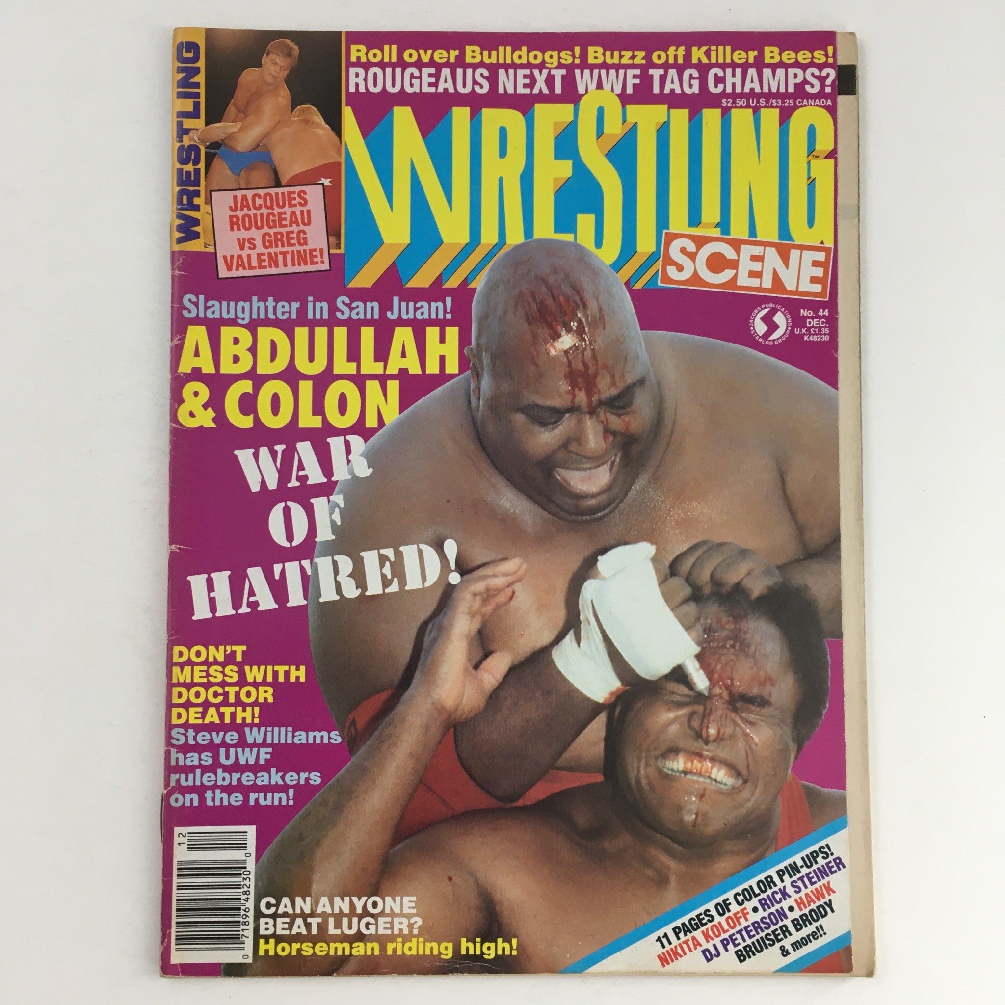 Wrestling Scene Magazine December 1987 Abdullah & Colon War, w Poster No Label