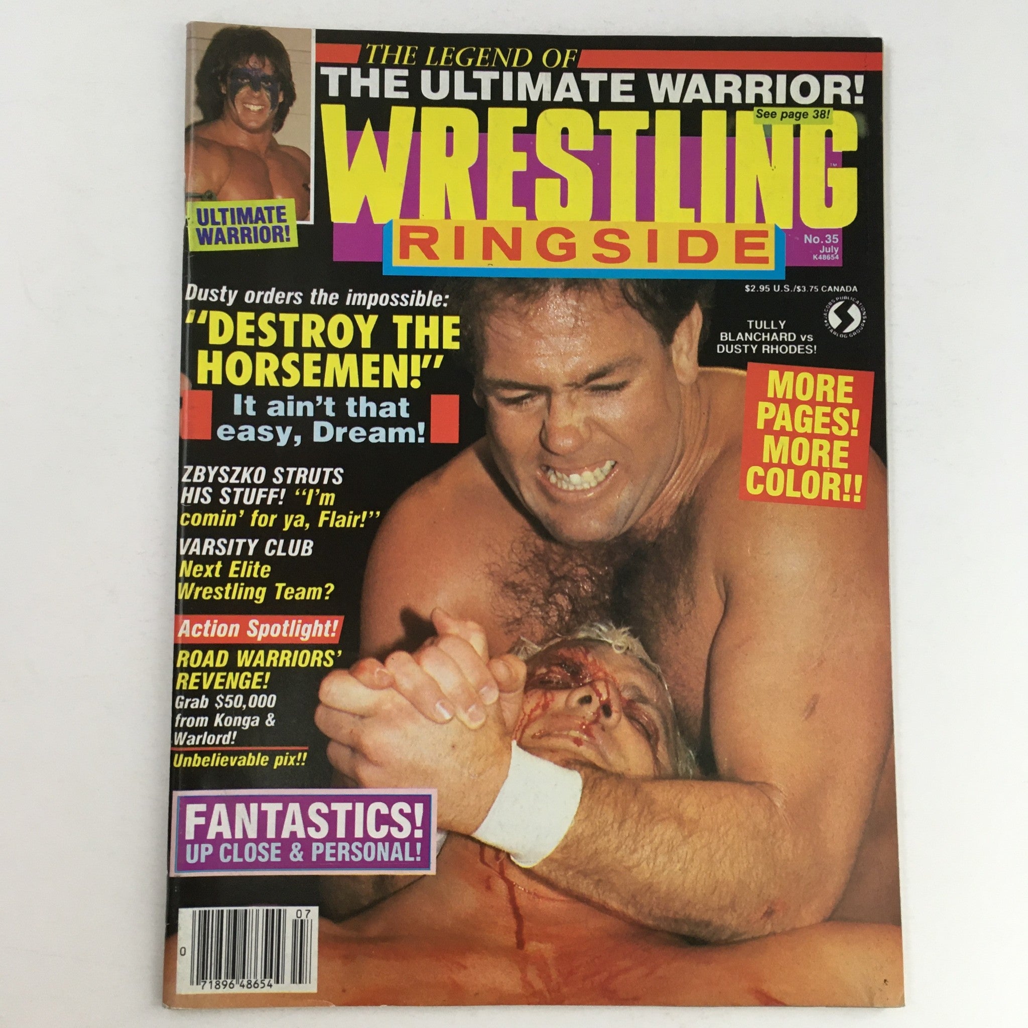 Wrestling Ringside Magazine July 1988 Tully Blanchard vs Dusty Rhodes, No Label