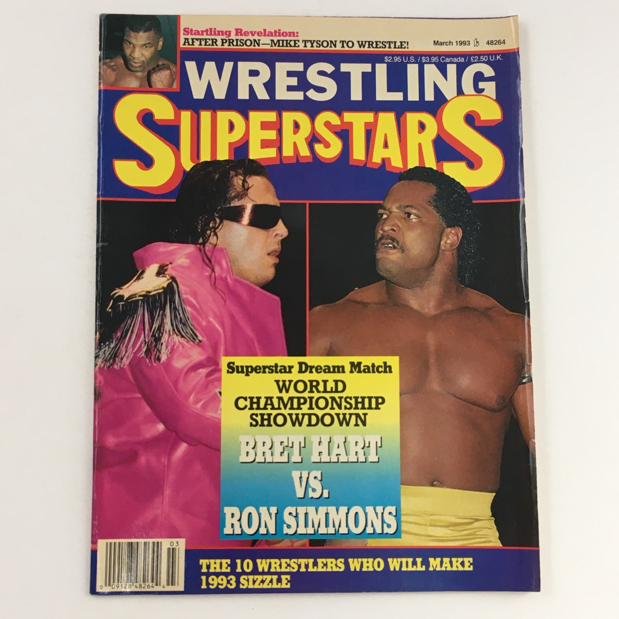 Wrestling Superstars Magazine March 1993 Bret Hart vs Ron Simmons, No Label