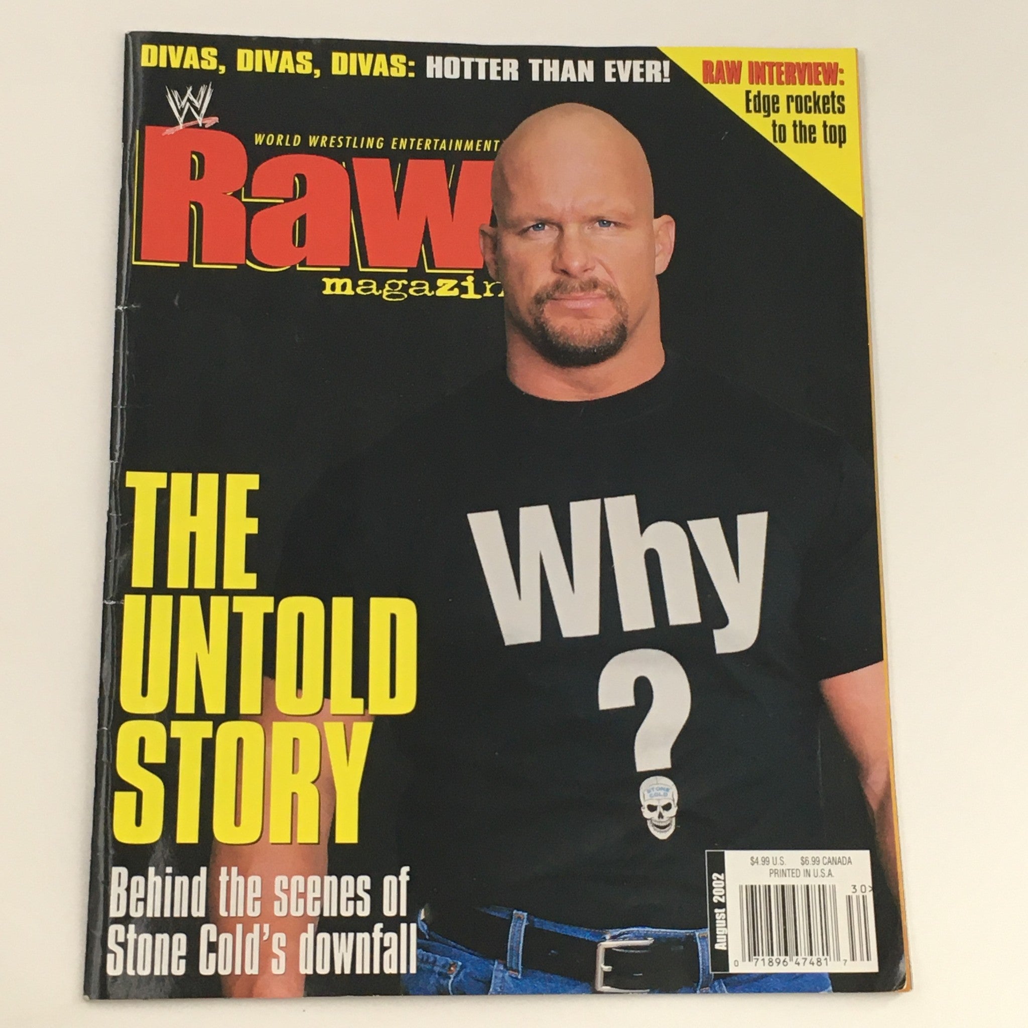 WWE Raw Magazine August 2002 Stone Cold, The Rock vs Hulk Hogan, No Label