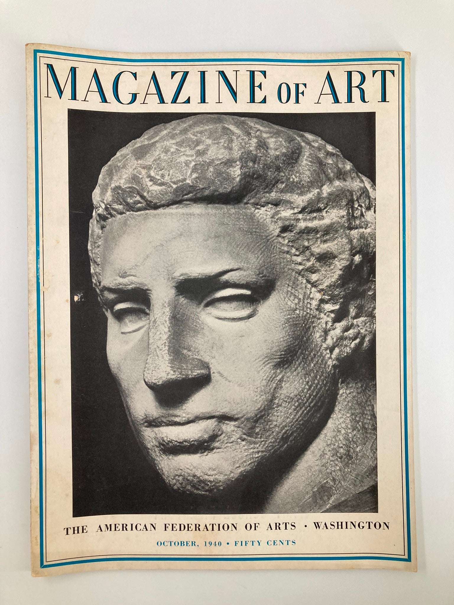 VTG Magazine of Art October 1940 Michelangelo Head of Brutus No Label