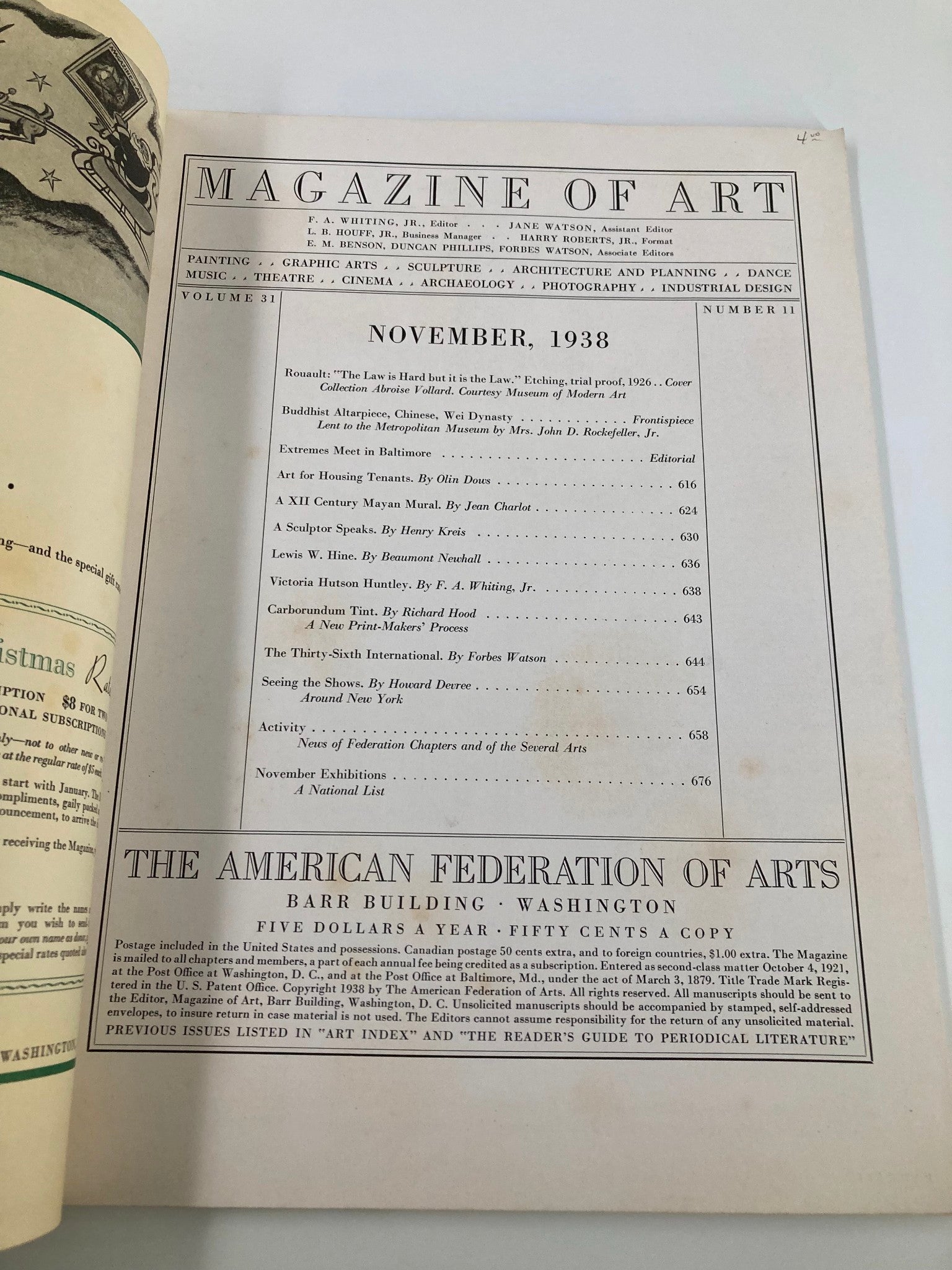 VTG Magazine of Art November 1938 The Law is Hard But It Is The Law No Label