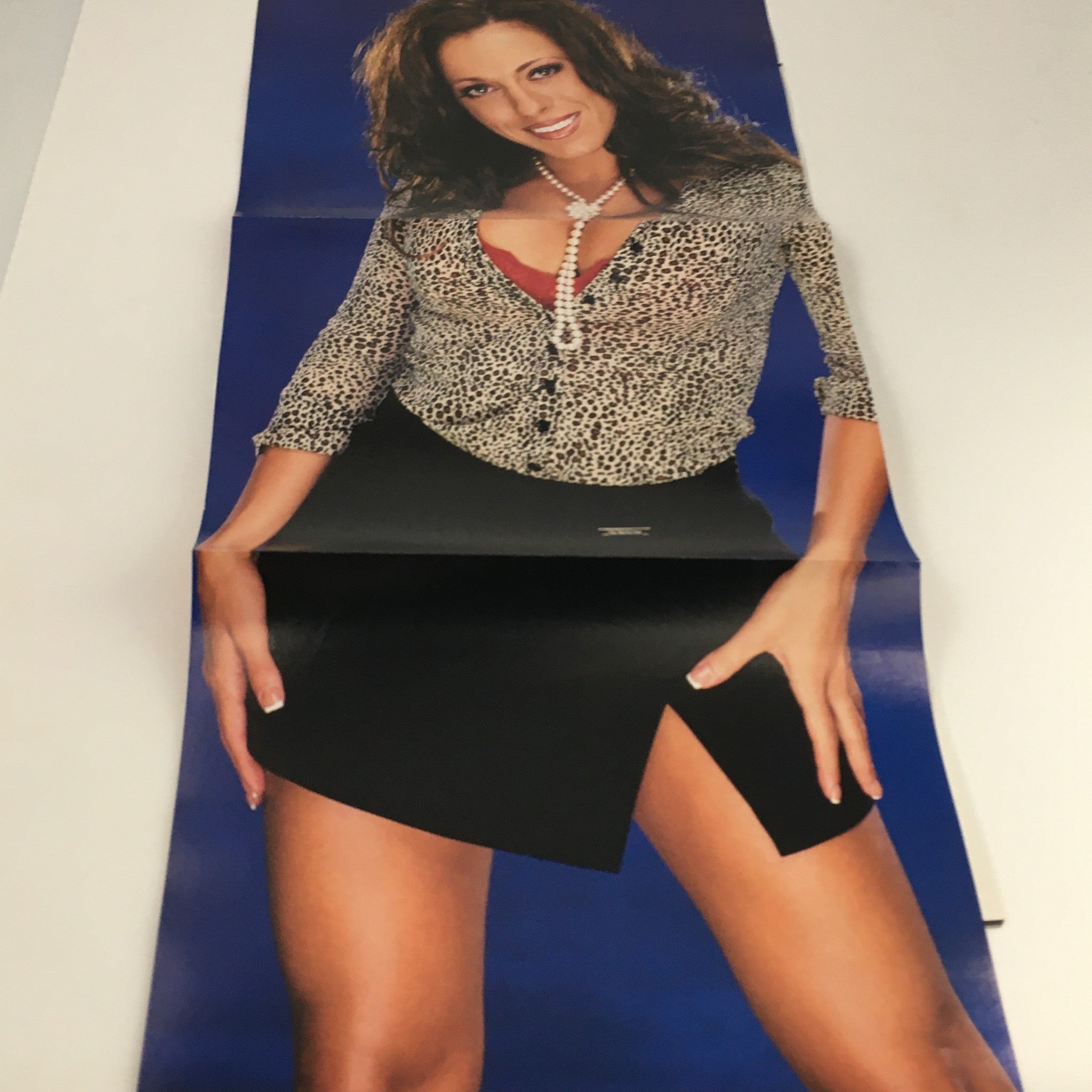 WWE Raw Magazine December 2002 poster featuring Dawn Marie in a stylish outfit, showcasing her energetic persona.