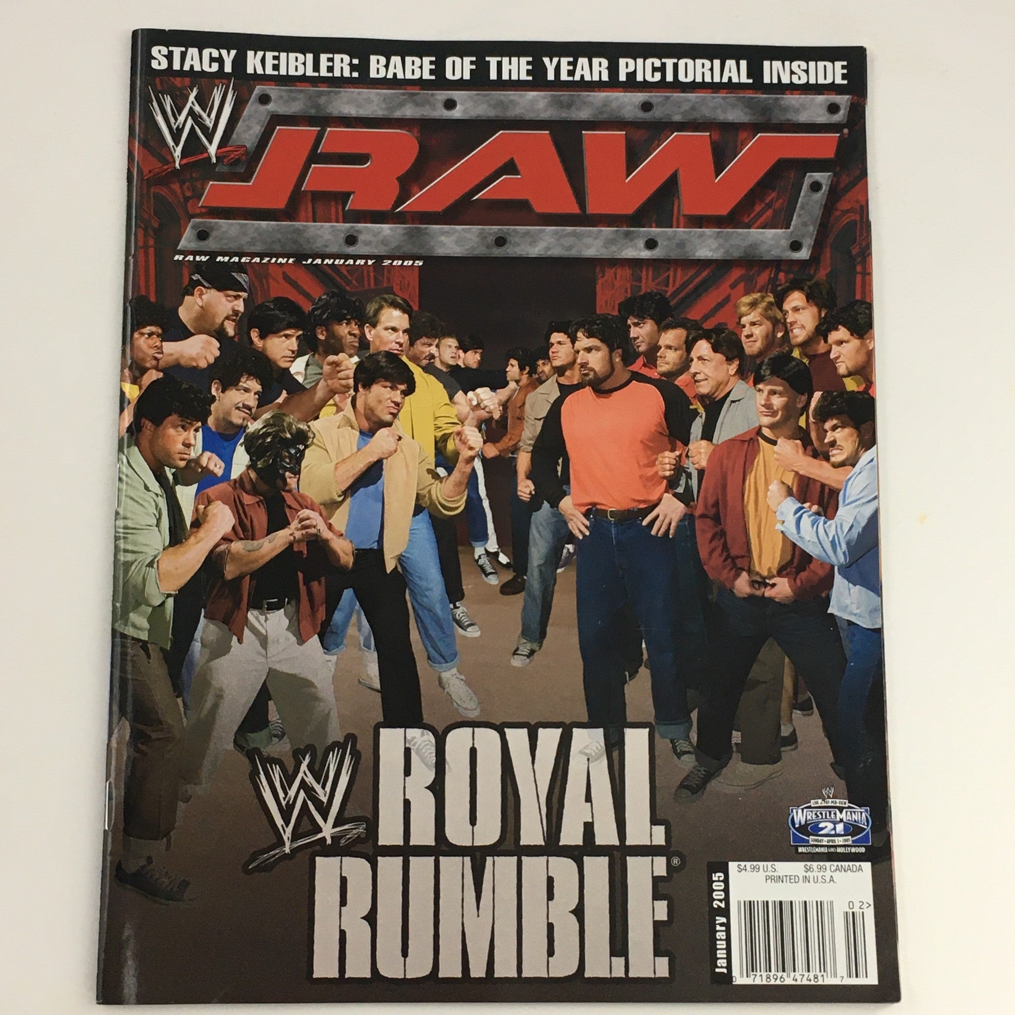 WWE Raw Magazine January 2005 Stacy Keibler, Hulk Hogan & The Rock, No Label VG