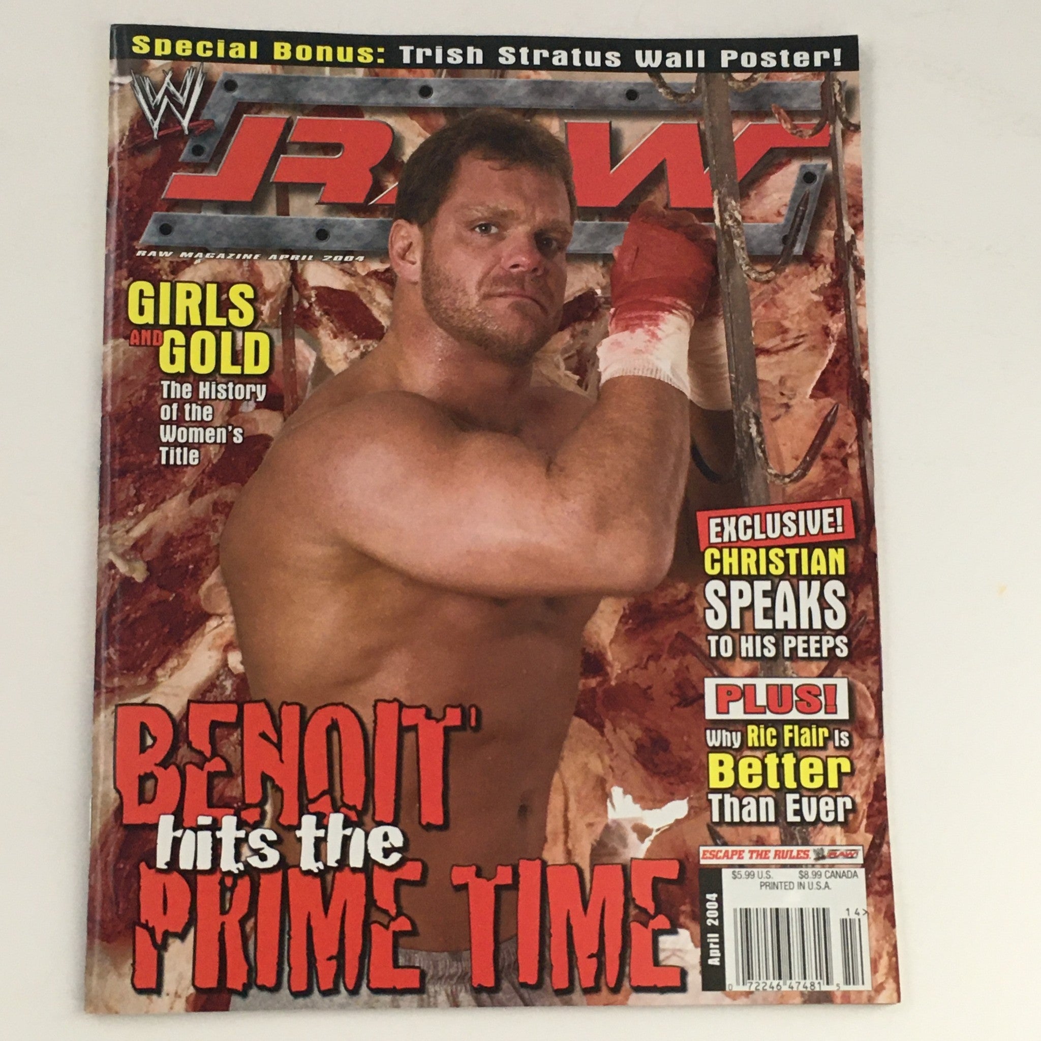 WWE Raw Magazine April 2004 Chris Benoit, Ric Flair & Christian Cage No Label VG