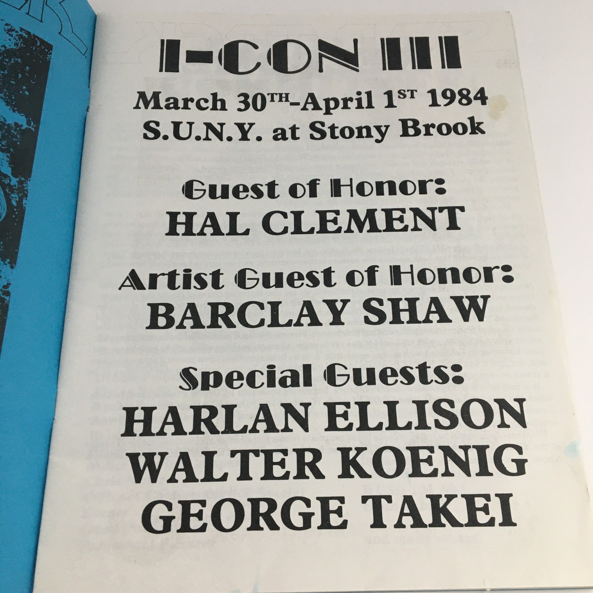 I-Con III Science Fiction Convention 1984 Harlan Ellison, Walter Koenig