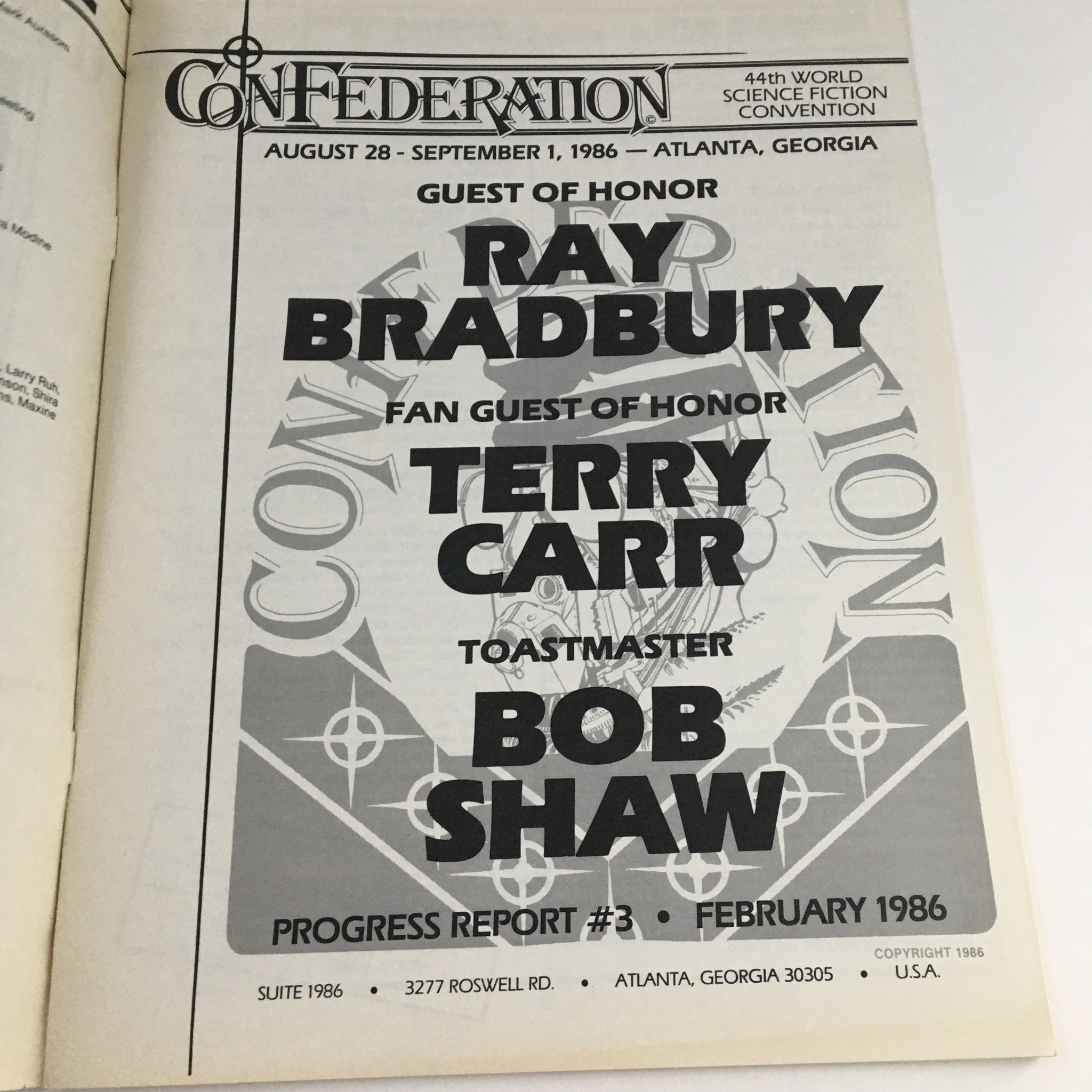 Confederation February 1986 44th World Science Fiction Convention Bob Shaw