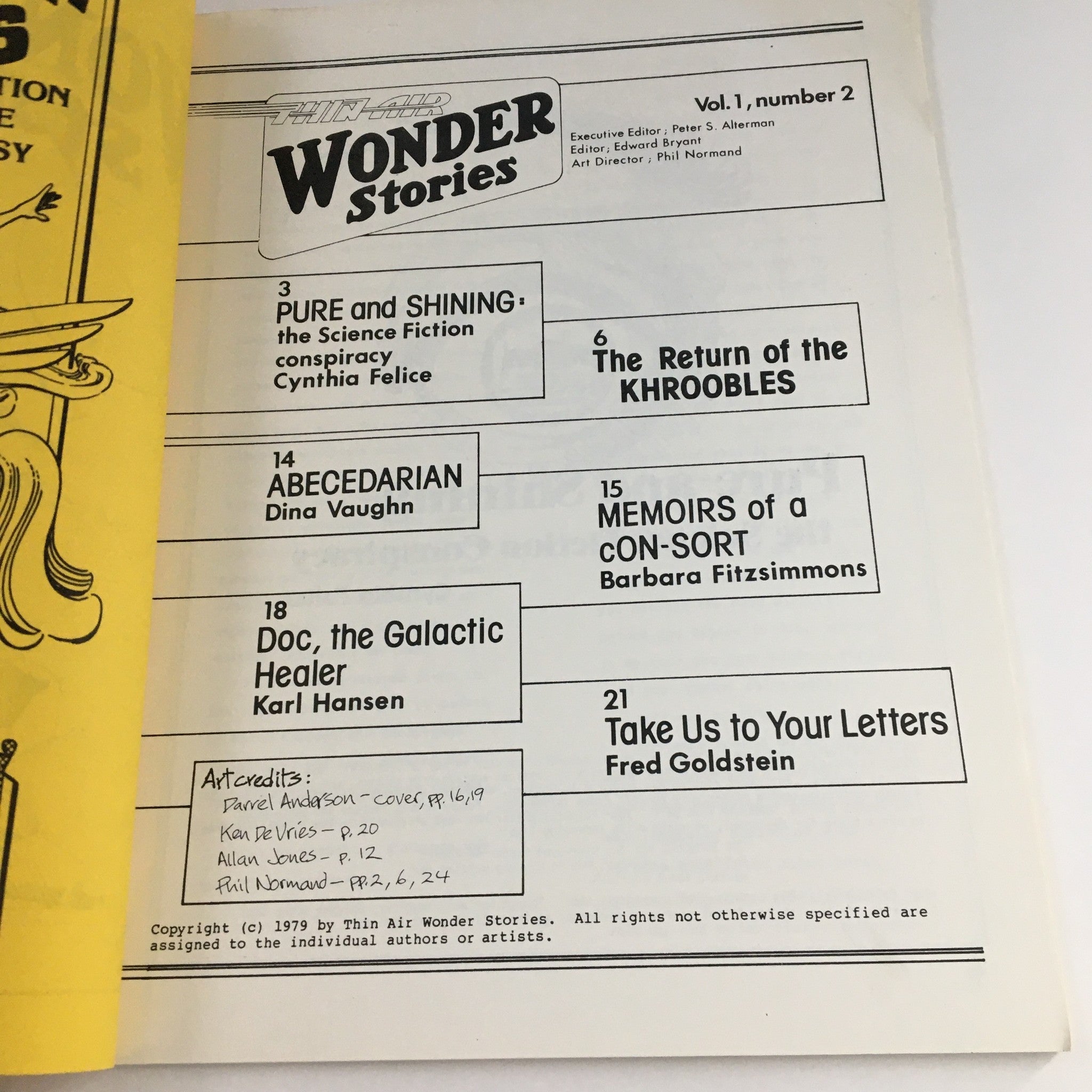 Thin Air Wonder Stories Vol 1 No. 2 1979 The Return of the Khroobles