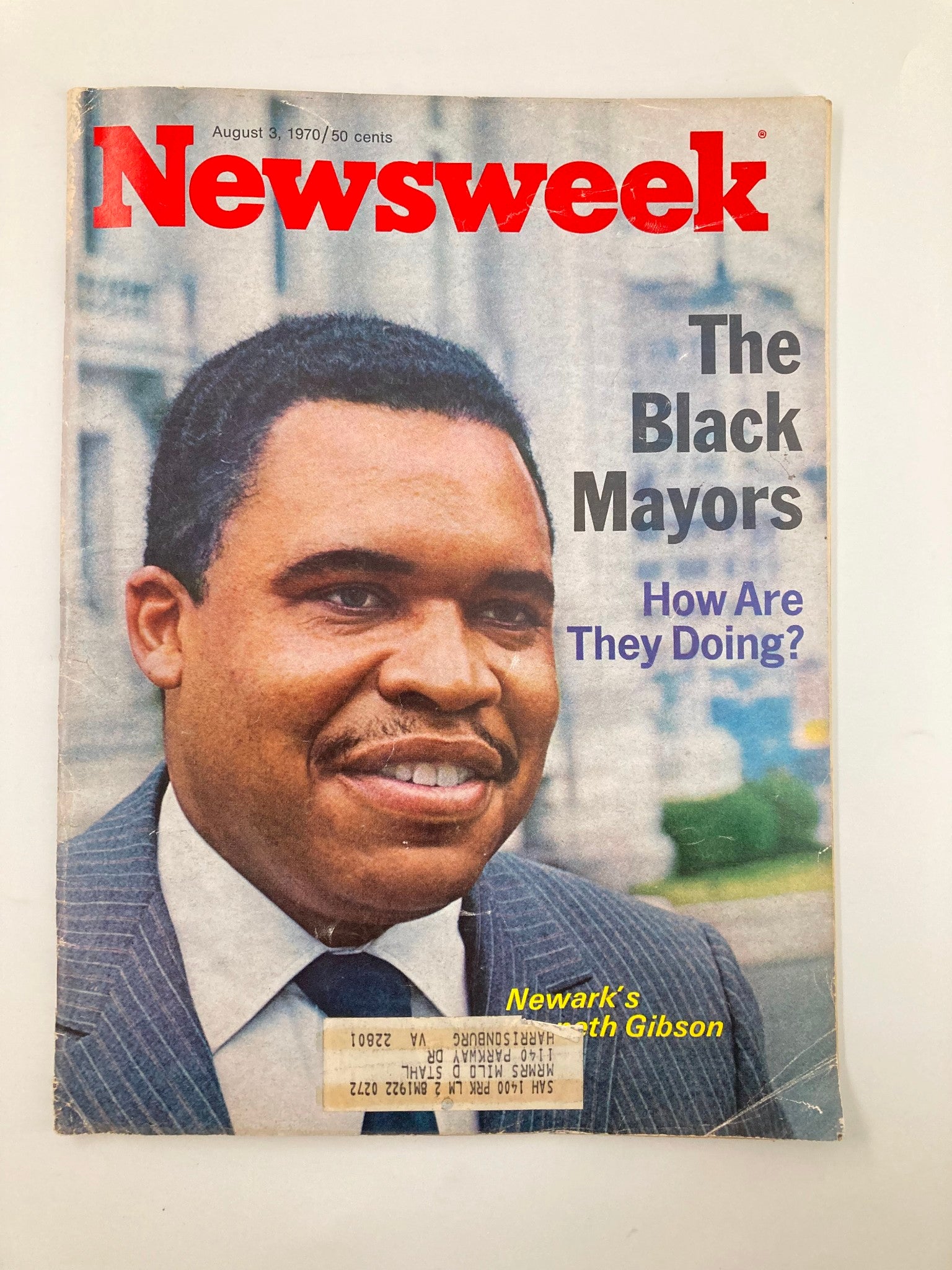 VTG Newsweek Magazine August 3 1970 Newark Mayor Kenneth Gibson