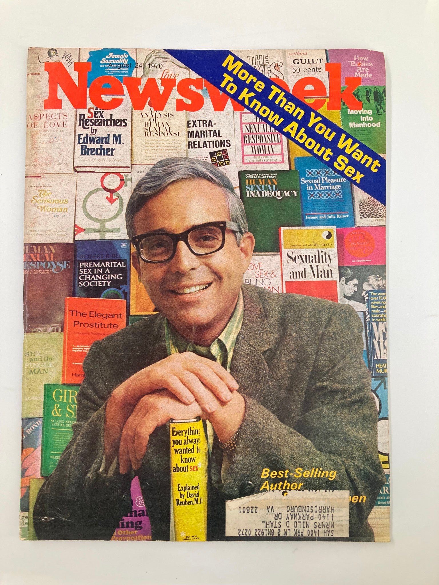 VTG Newsweek Magazine August 24 1970 Best-Selling Author Dr. David Reuben