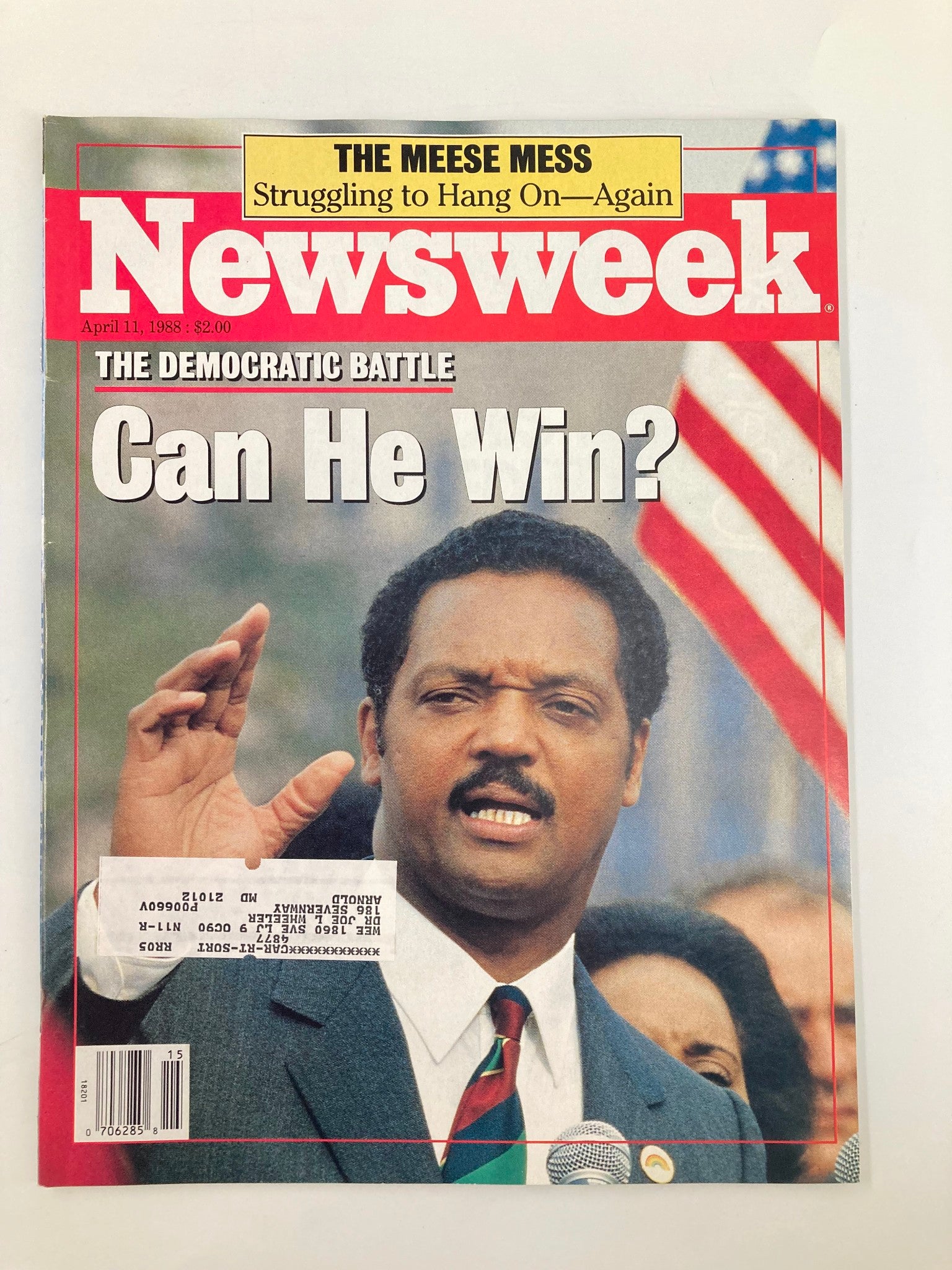 VTG Newsweek Magazine April 11 1988 Jesse Jackson, The Democratic Battle VG