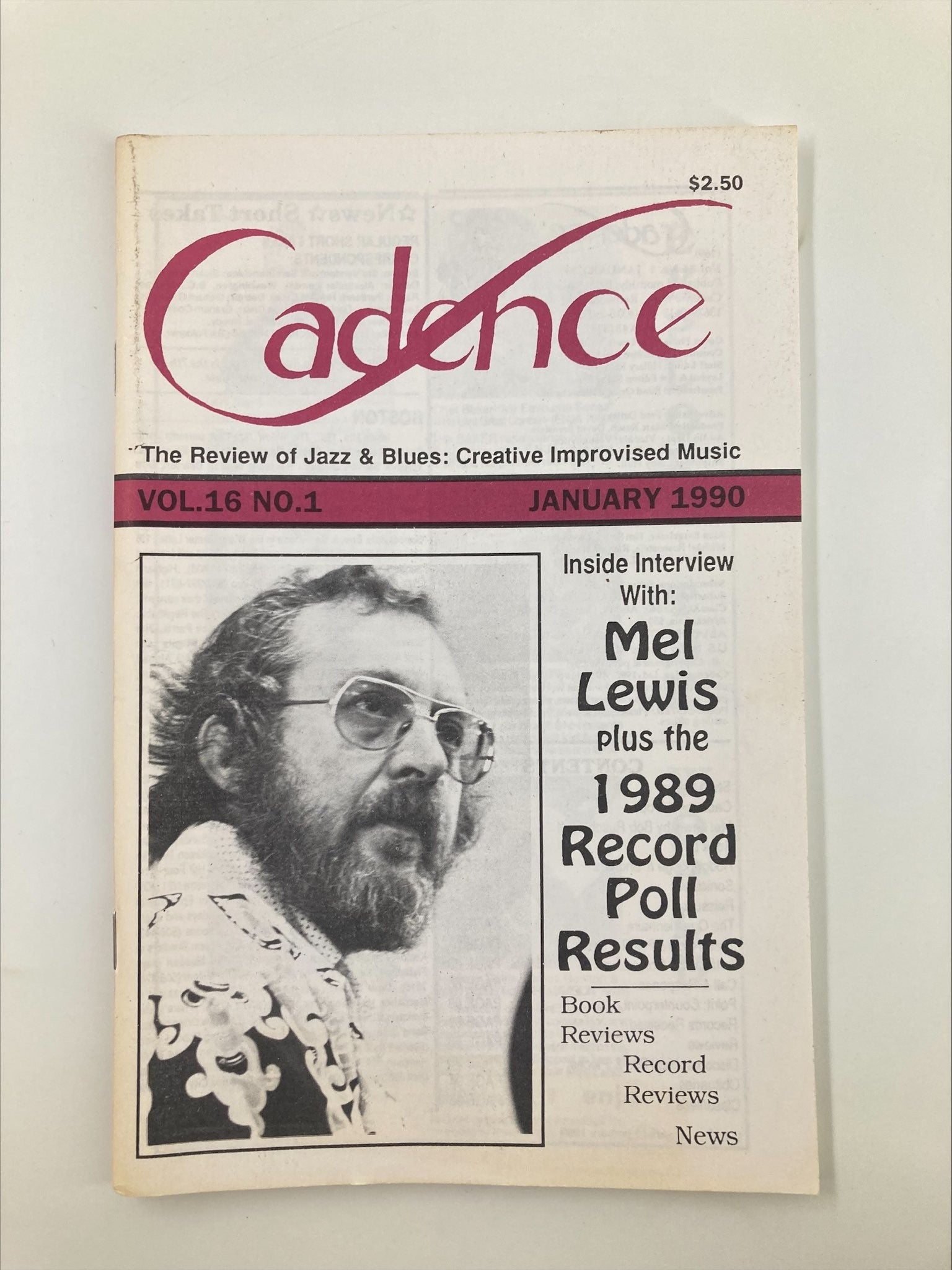 Cadence Jazz Magazine January 1990 Vol 16 #1 Mel Lewis Plus 1989 Record Poll