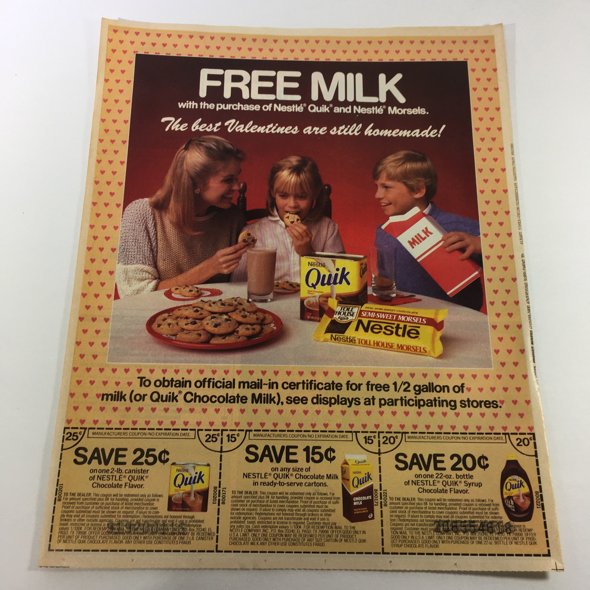 VTG Retro 80's Original Nestle Quik Chocolate Flavored Milk Print Ad Coupons