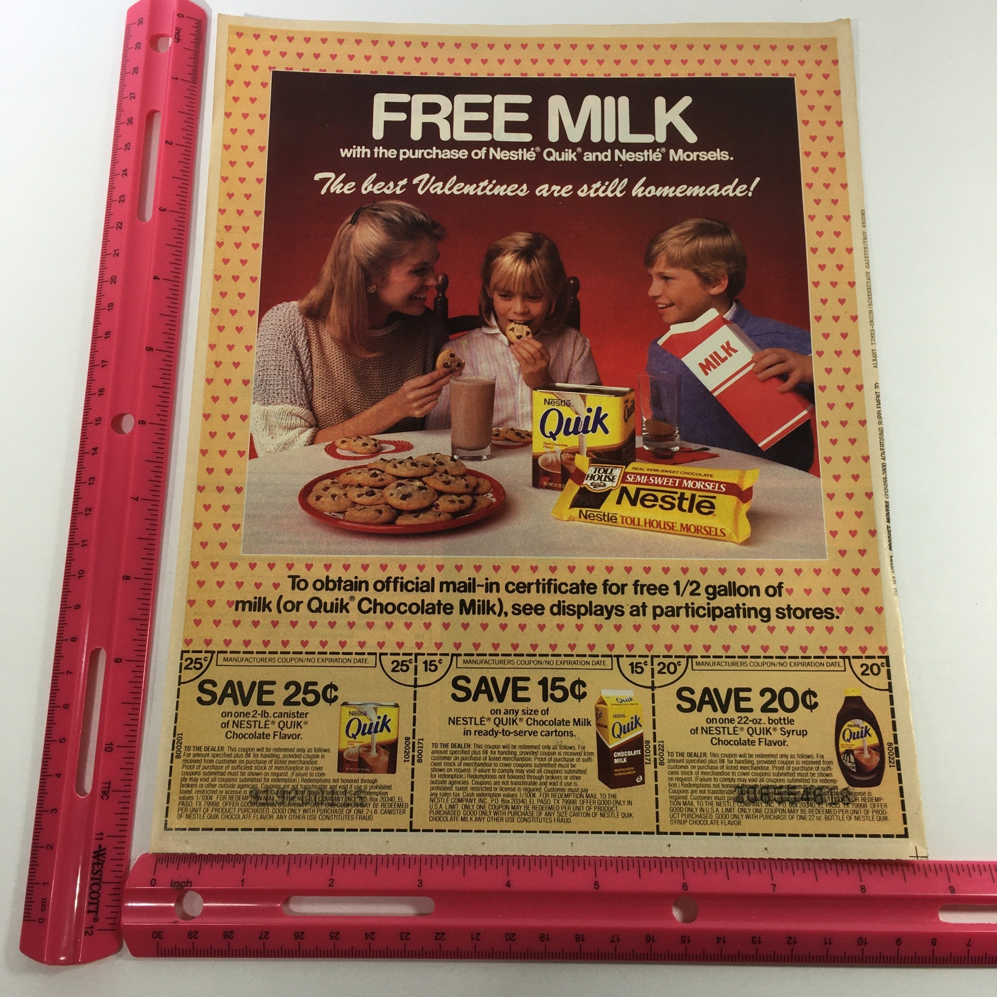 VTG Retro 80's Original Nestle Quik Chocolate Flavored Milk Print Ad Coupons