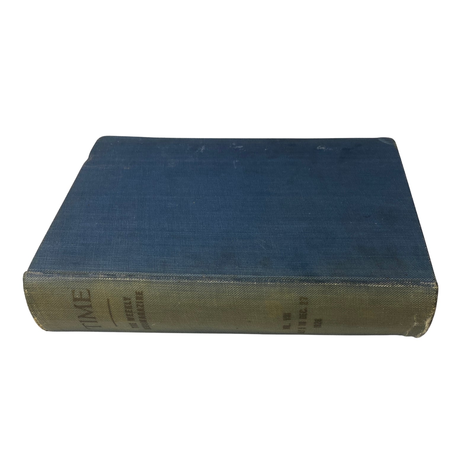 Side view of the Time Magazine bound volume, displaying its blue cover, related to 'Time Magazine Bound Weekly 1926 July - December'.