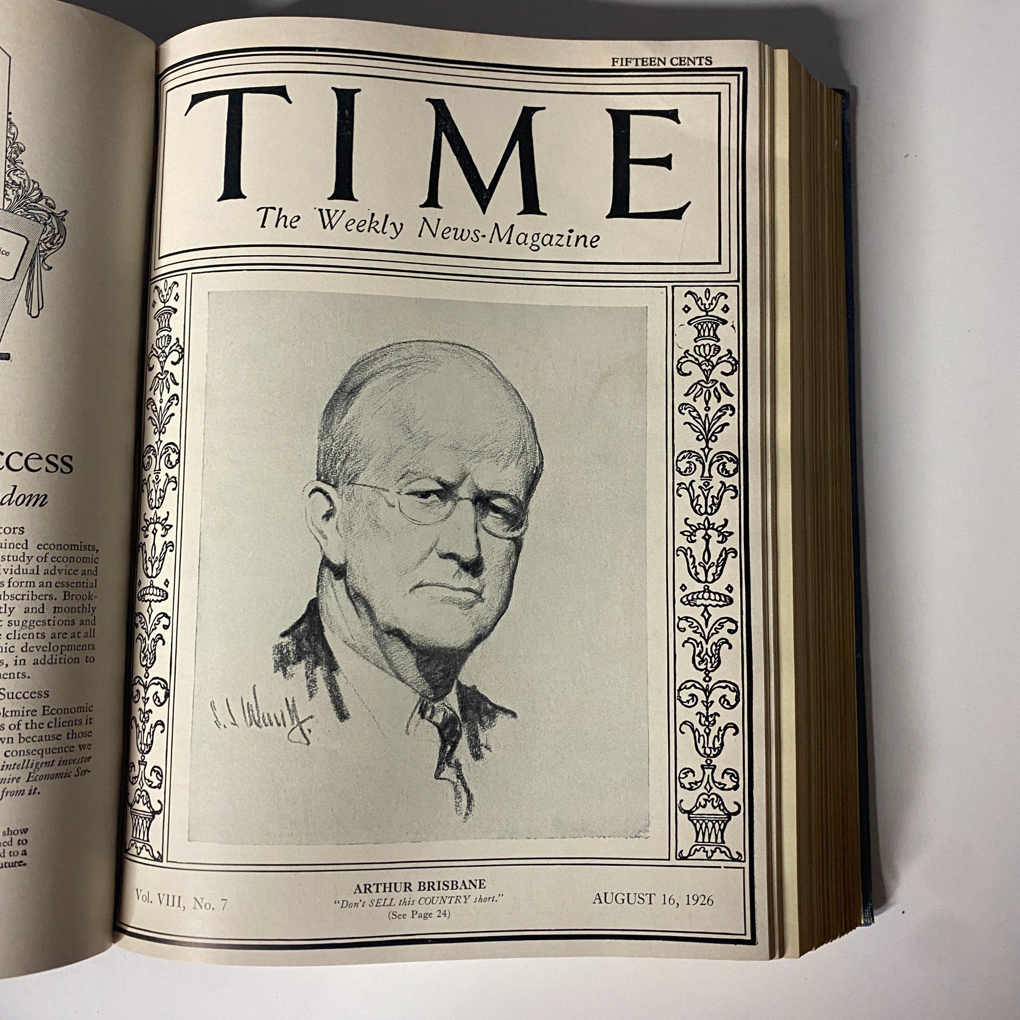 Cover of Time Magazine, August 16, 1926 highlighting Arthur Brisbane. This edition encapsulates important events and personalities of late 1926.