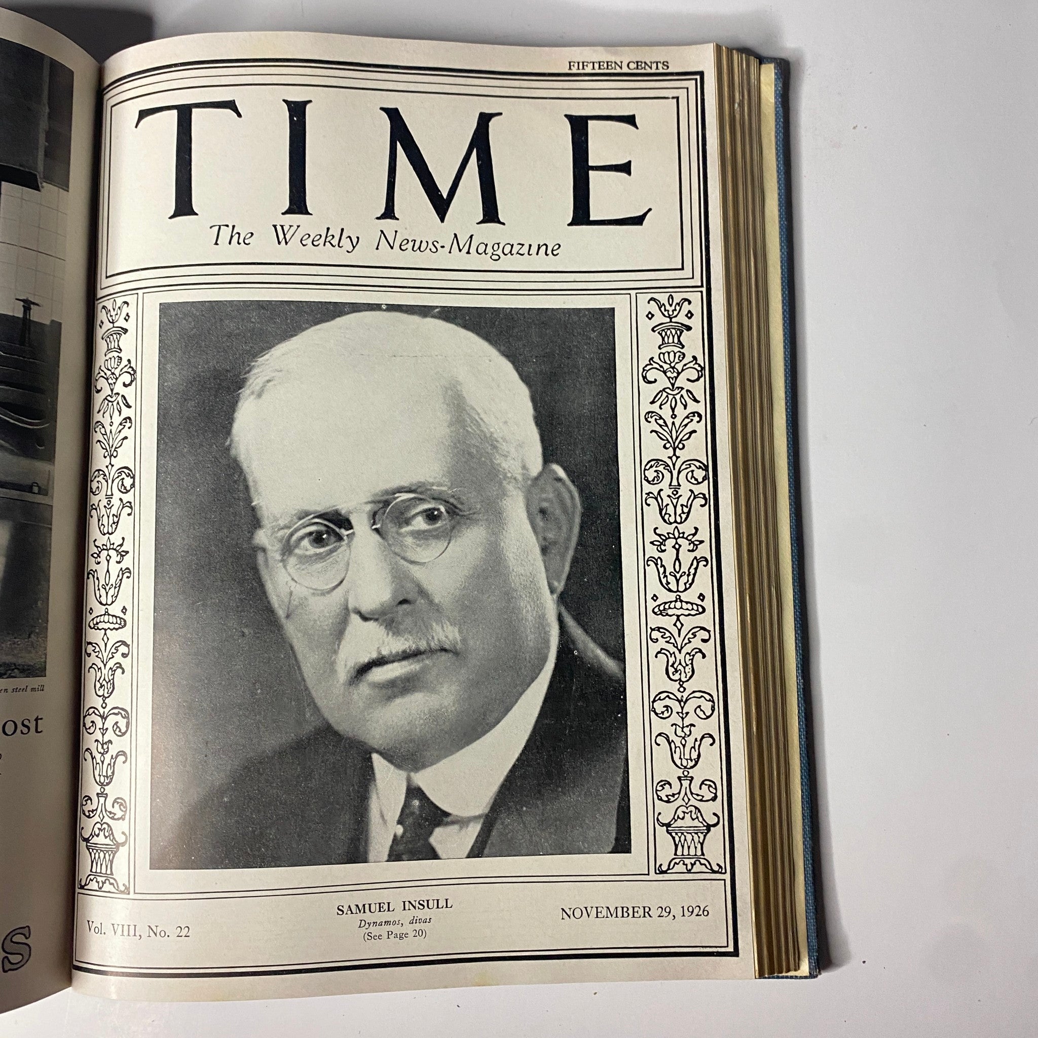 Time Magazine Bound Weekly July to December 1926 featuring Samuel Insull on the cover, dated November 29, 1926.