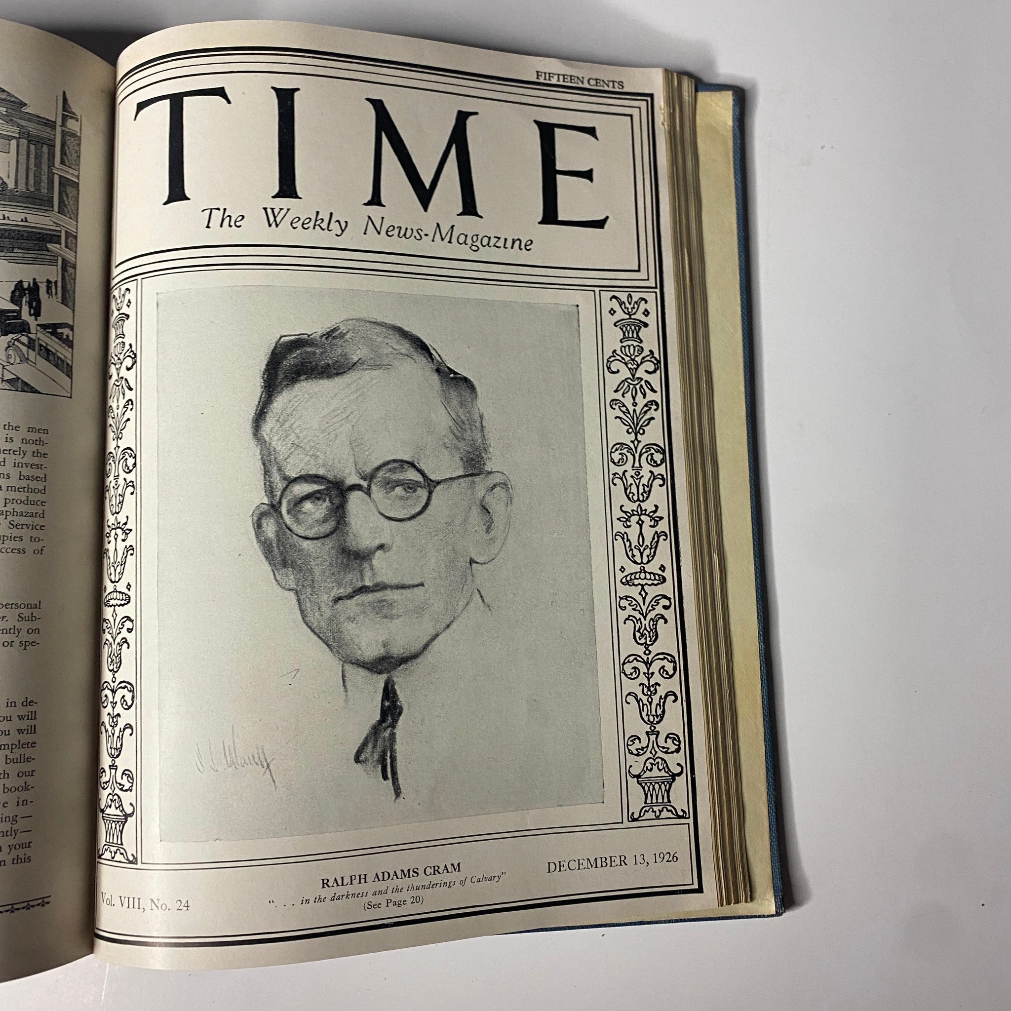 Time Magazine cover featuring Ralph Adams Cram from December 13, 1926, as part of the Time Bound Weekly Magazine – July to December 1926 collection.