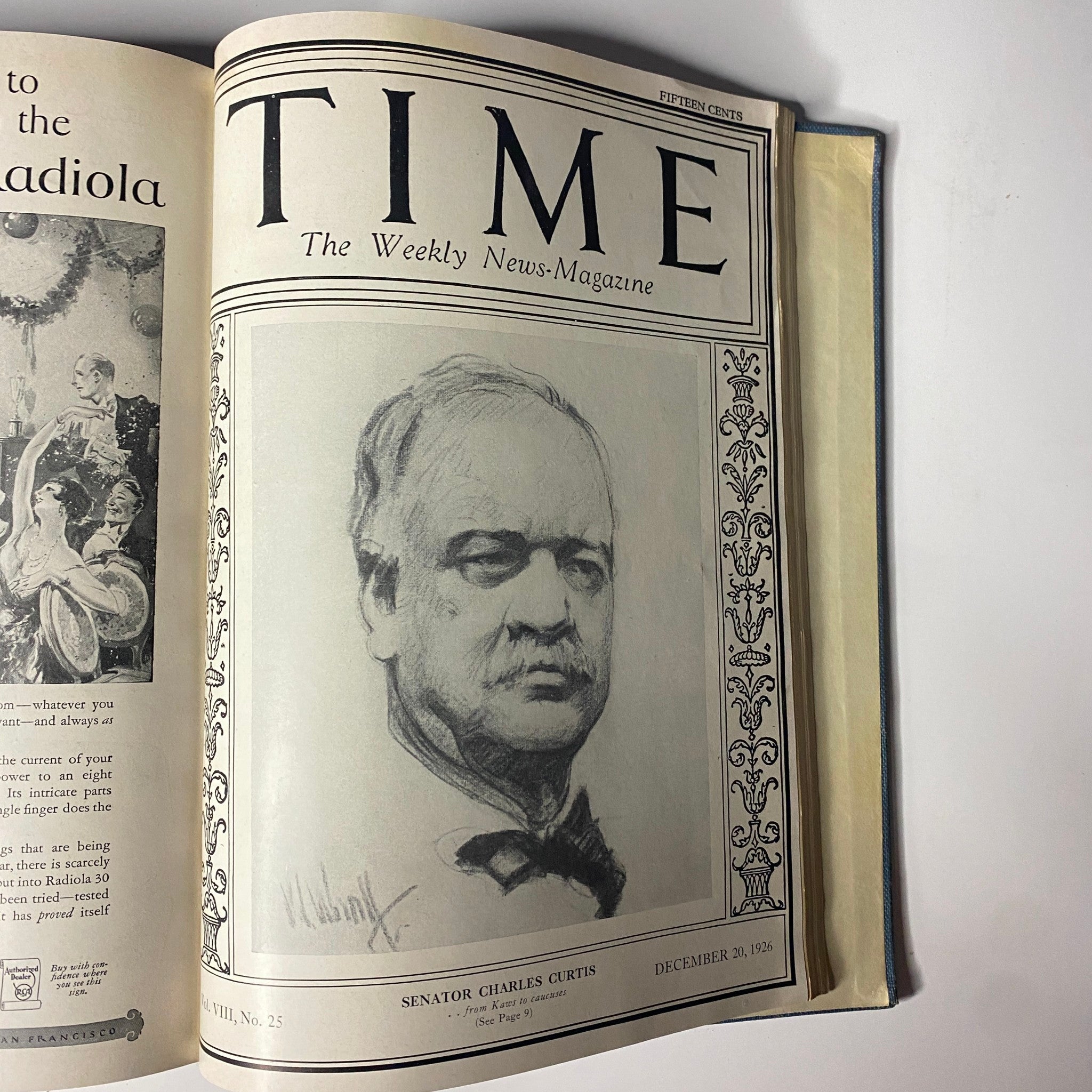 Time Magazine cover featuring Senator Charles Curtis from December 20, 1926, included in the Time Bound Weekly Magazine – July to December 1926.