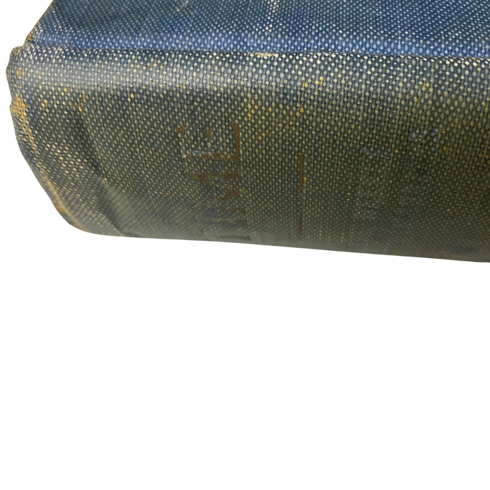 Close-up of the spine of the blue hardcover Time Magazine Bound Weekly volume from January to June 1927, highlighting the title and wear.