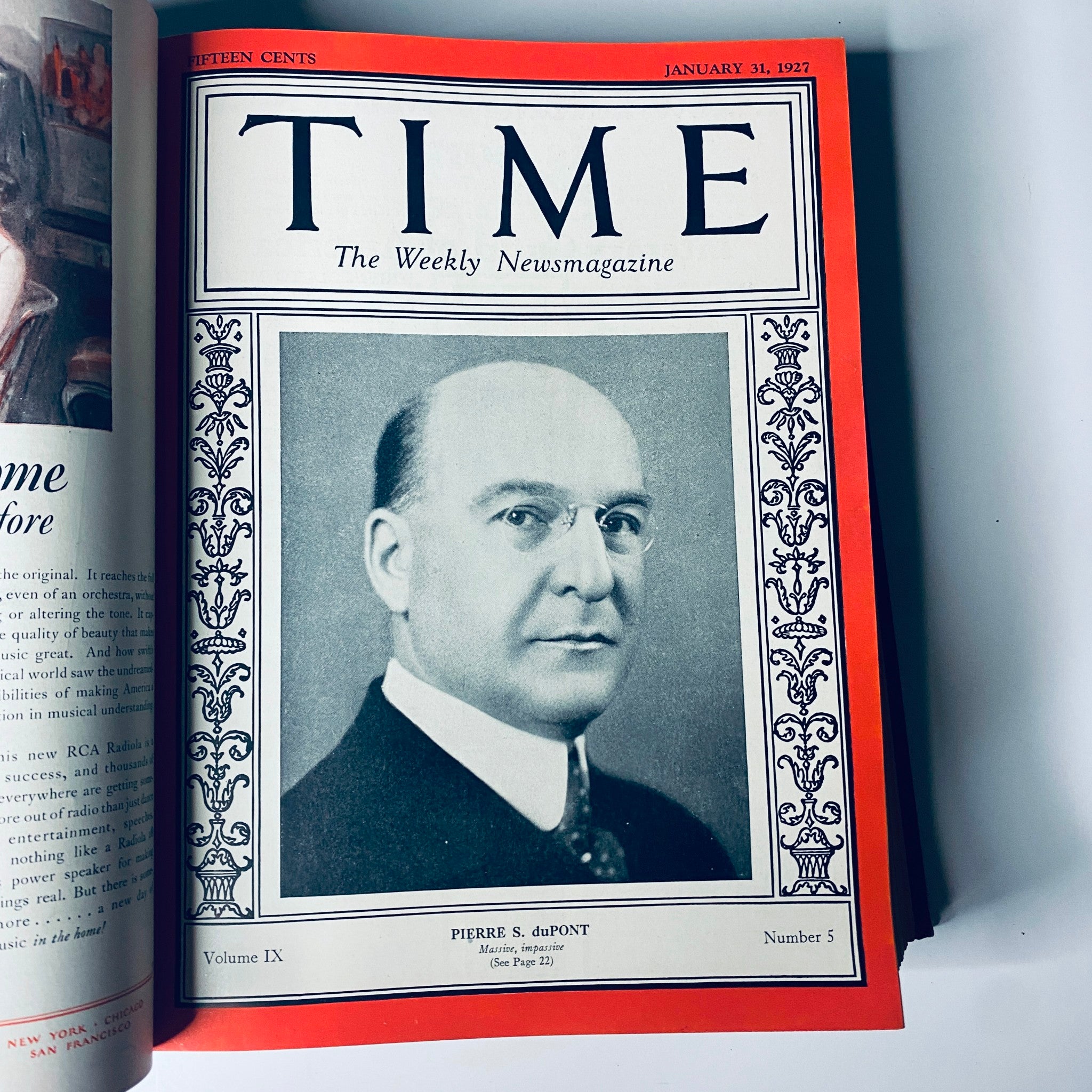 Cover of Time Magazine dated January 31, 1927, displaying a portrait of Pierre S. duPont, featured in the Time Magazine Bound Weekly 1927 January - June TURKEY Mustafa Kemal Pasha.