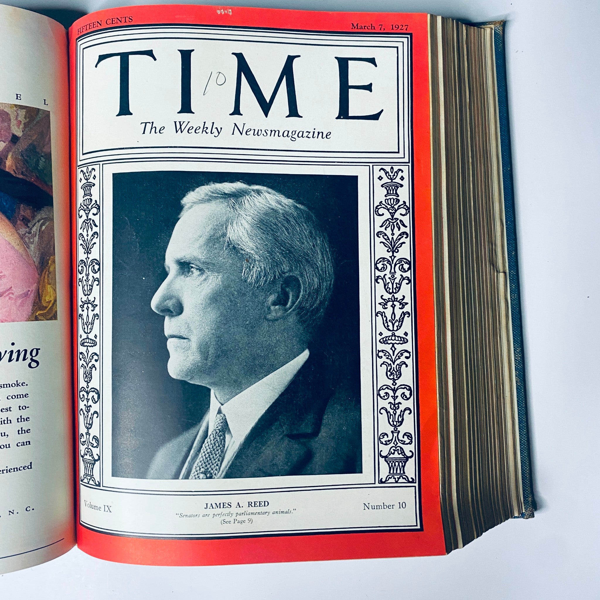 Time Magazine Bound Weekly 1927 January - June TURKEY Mustafa Kemal Pasha, showcasing James A. Reed on the cover, published March 7, 1927.