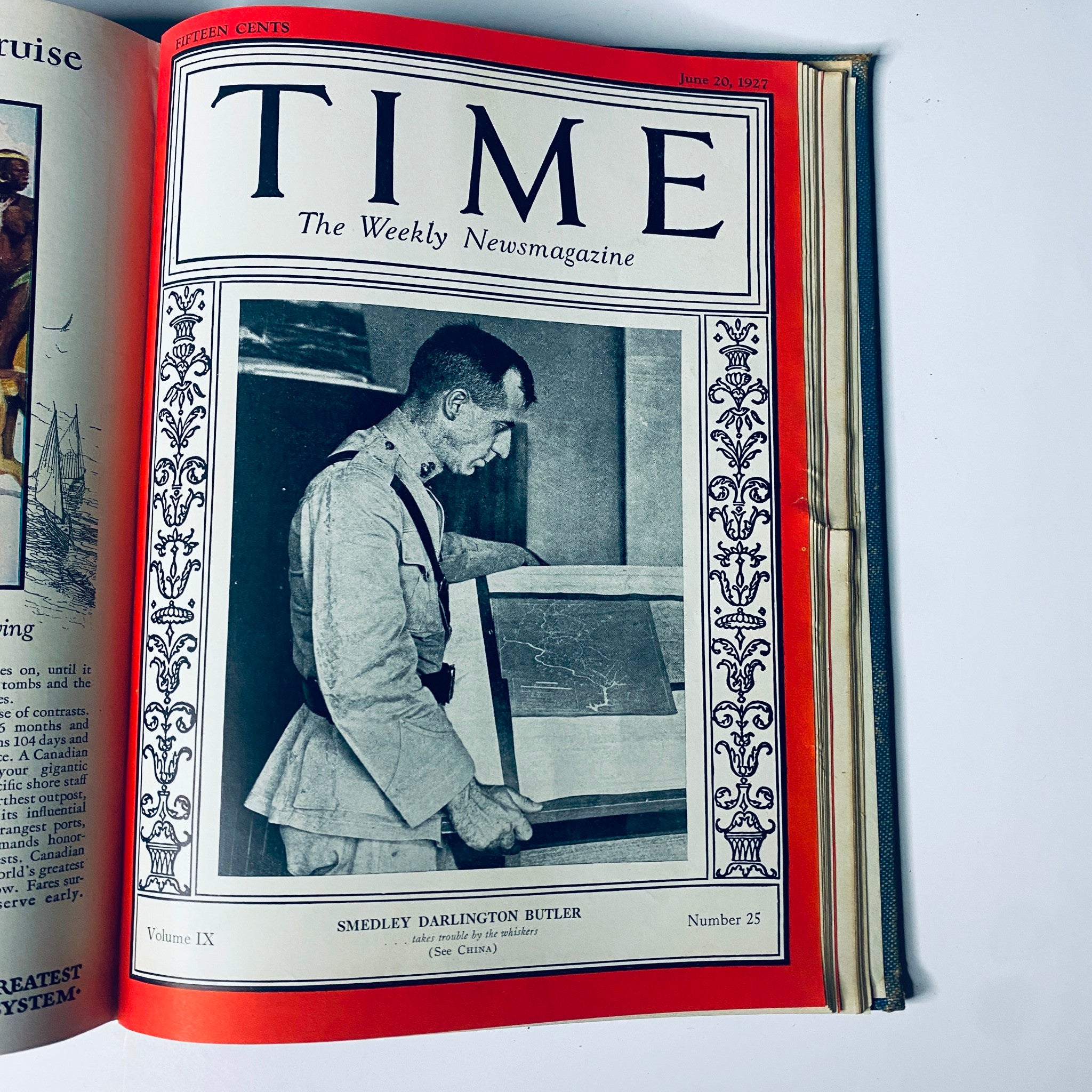 Cover of Time Magazine for June 20, 1927, featuring Smedley Darlington Butler, part of the Bound Weekly collection from January to June 1927, highlighting important personalities of the time.