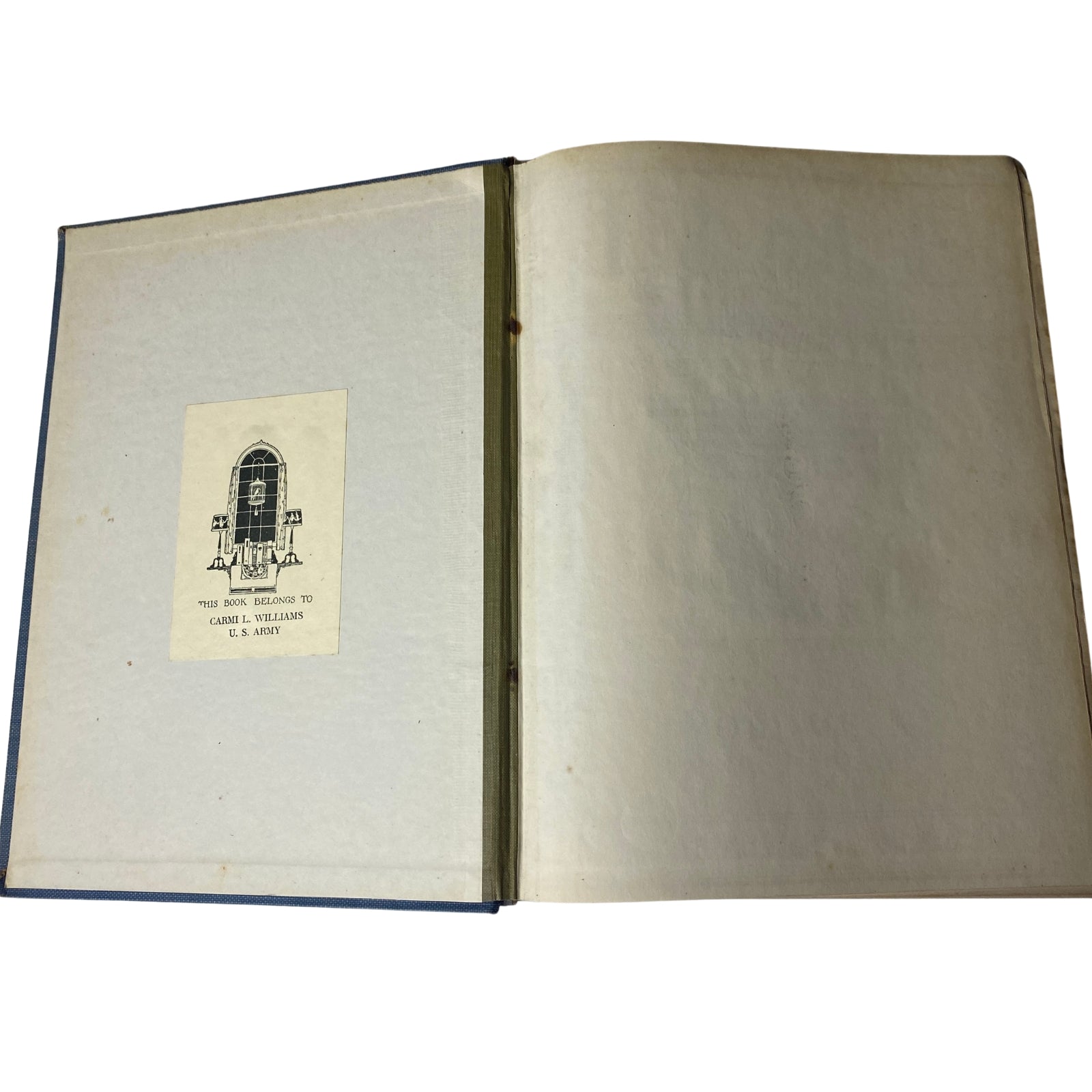 Inside cover of Time Magazine Bound Weekly 1927 July - December, featuring a personalized book plate belonging to Carl W. Williams.