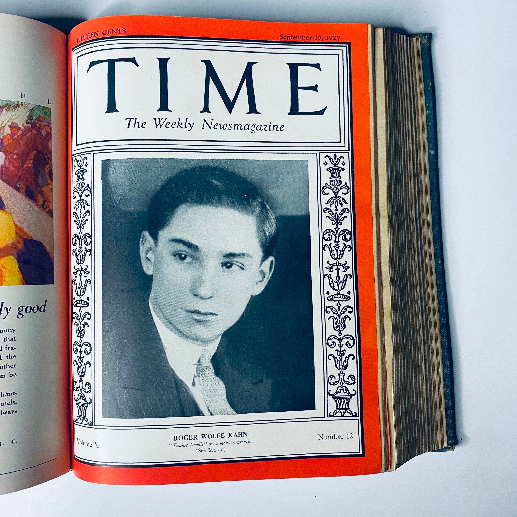 Cover of Time Magazine from September 19, 1927 featuring a portrait of Roger Wolfe Kahn, recognized for his role in the music industry.