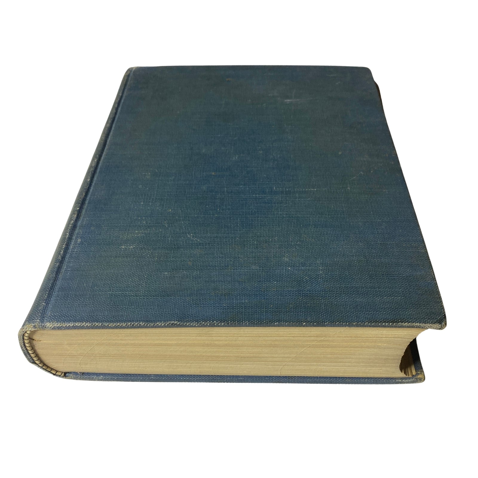 Side view of the Time Magazine Bound Weekly 1927 July - December, displaying the worn blue cloth binding and neatly trimmed pages.