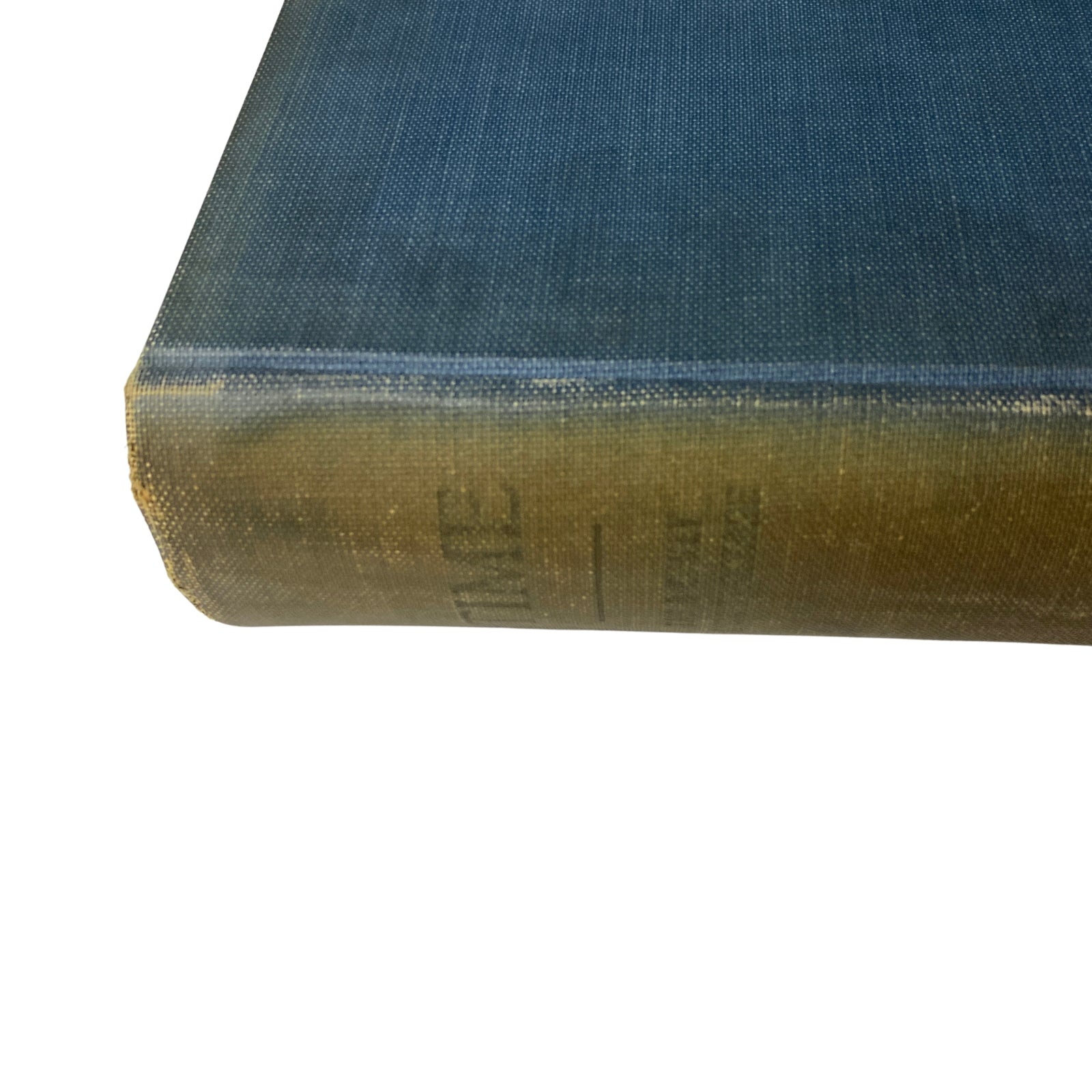 Close-up side view of Time Magazine Bound Weekly January to June 1928 highlighting its classic spine and detailed texture.