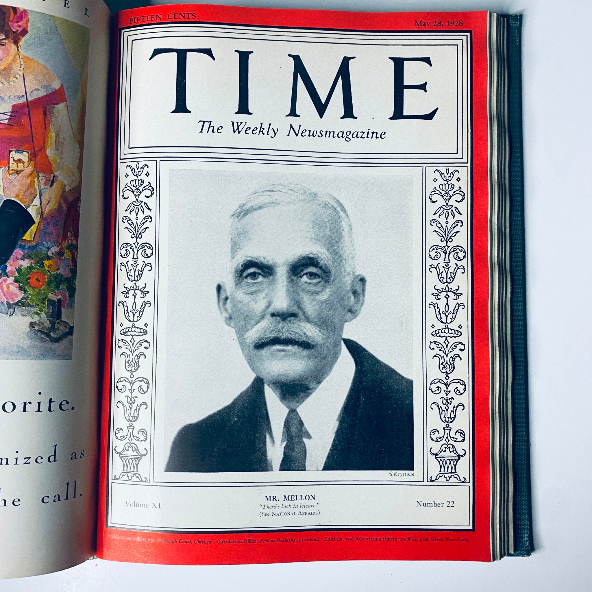 Cover of Time Magazine from May 28, 1928 featuring Mr. Mellon, included in the Time Magazine Bound Weekly 1928 January - June collection.