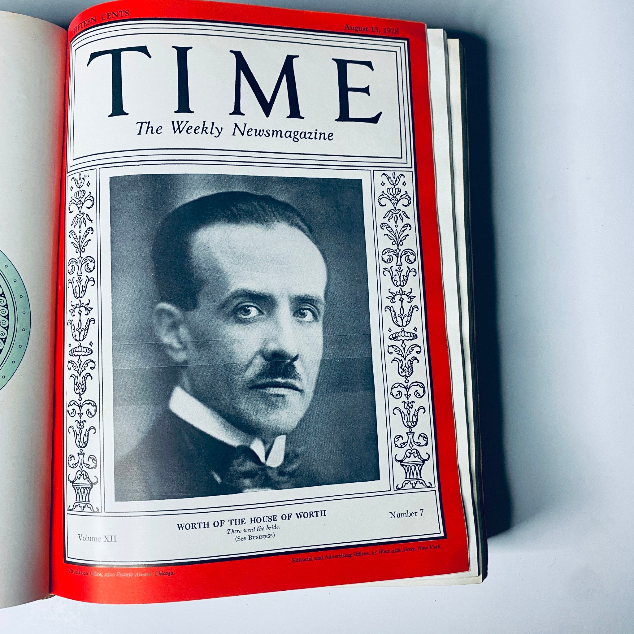 1938 Time Magazine cover featuring Worth of the House of Worth, from the bound volume of weekly issues July 2 to December 31, 1928.