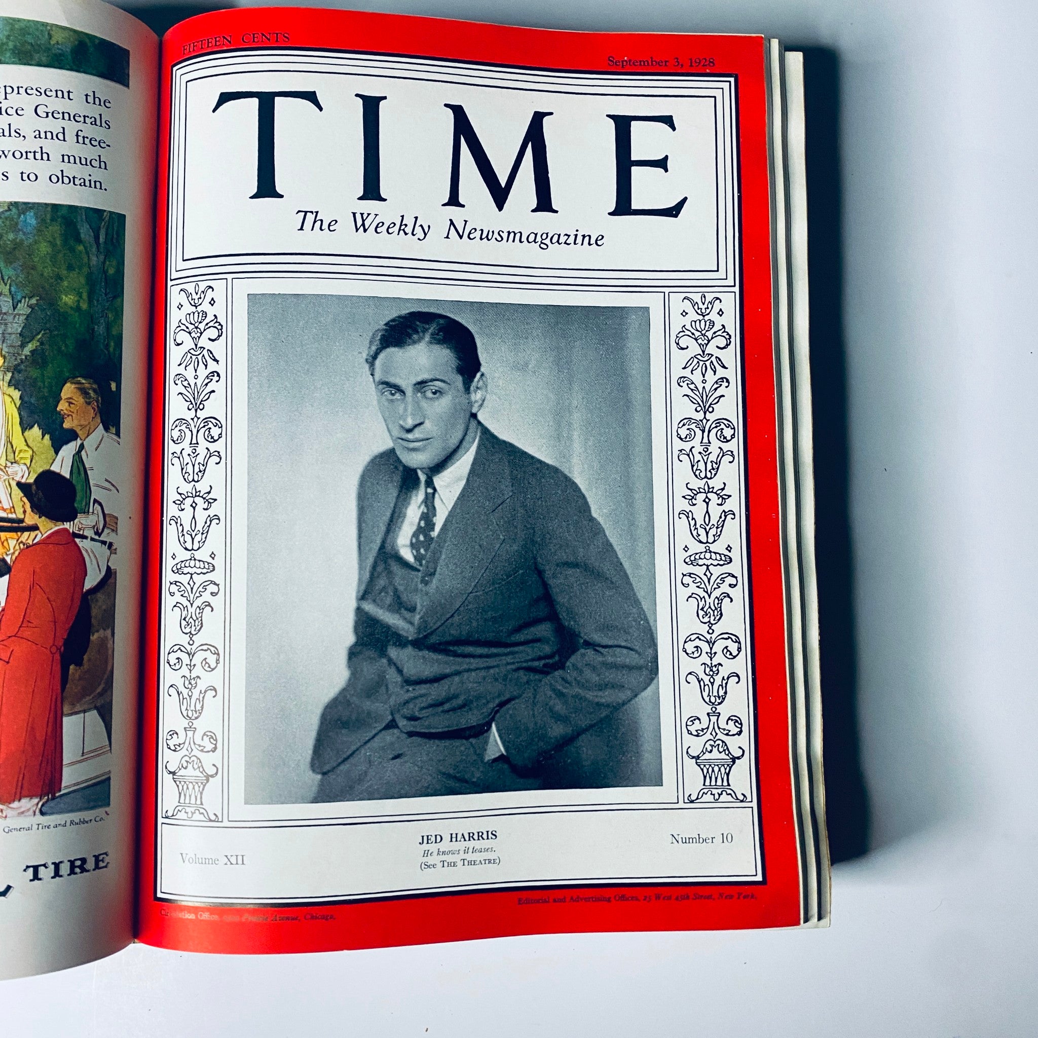 1938 Time Magazine cover featuring Jed Harris, from the bound volume of weekly issues July 2 to December 31, 1928.