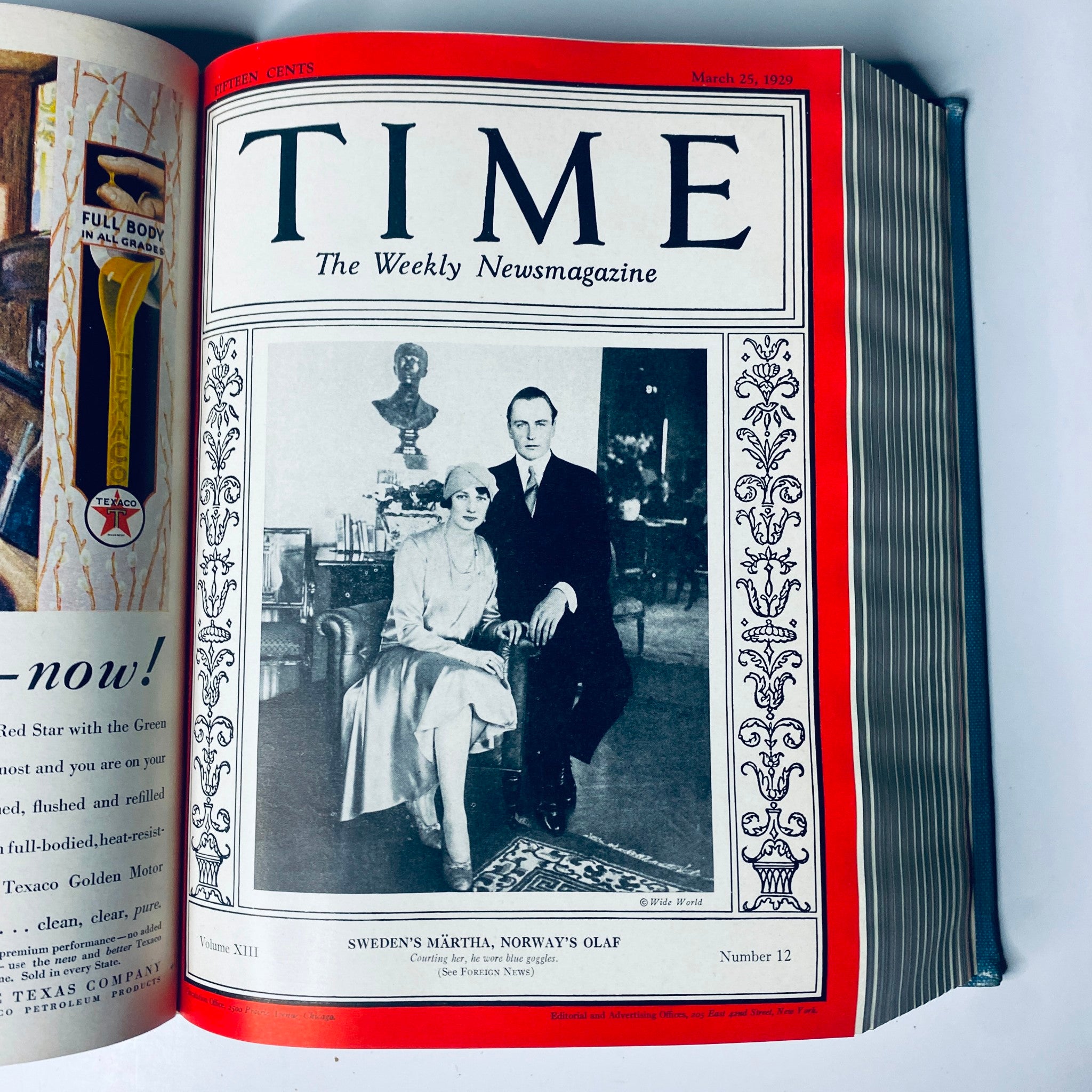 Cover of Time Magazine from March 25, 1929, featuring Sweden's Martha and Norway's Olaf, illustrating royal figures of the time.