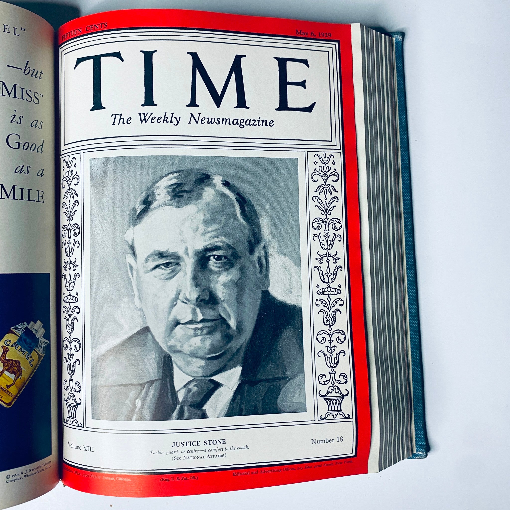 Time Magazine Bound Weekly January 7, 1929 - June 24, 1929 - May 6, 1929 cover featuring Justice Stone, demonstrating the historical context and magazine’s editorial approach.