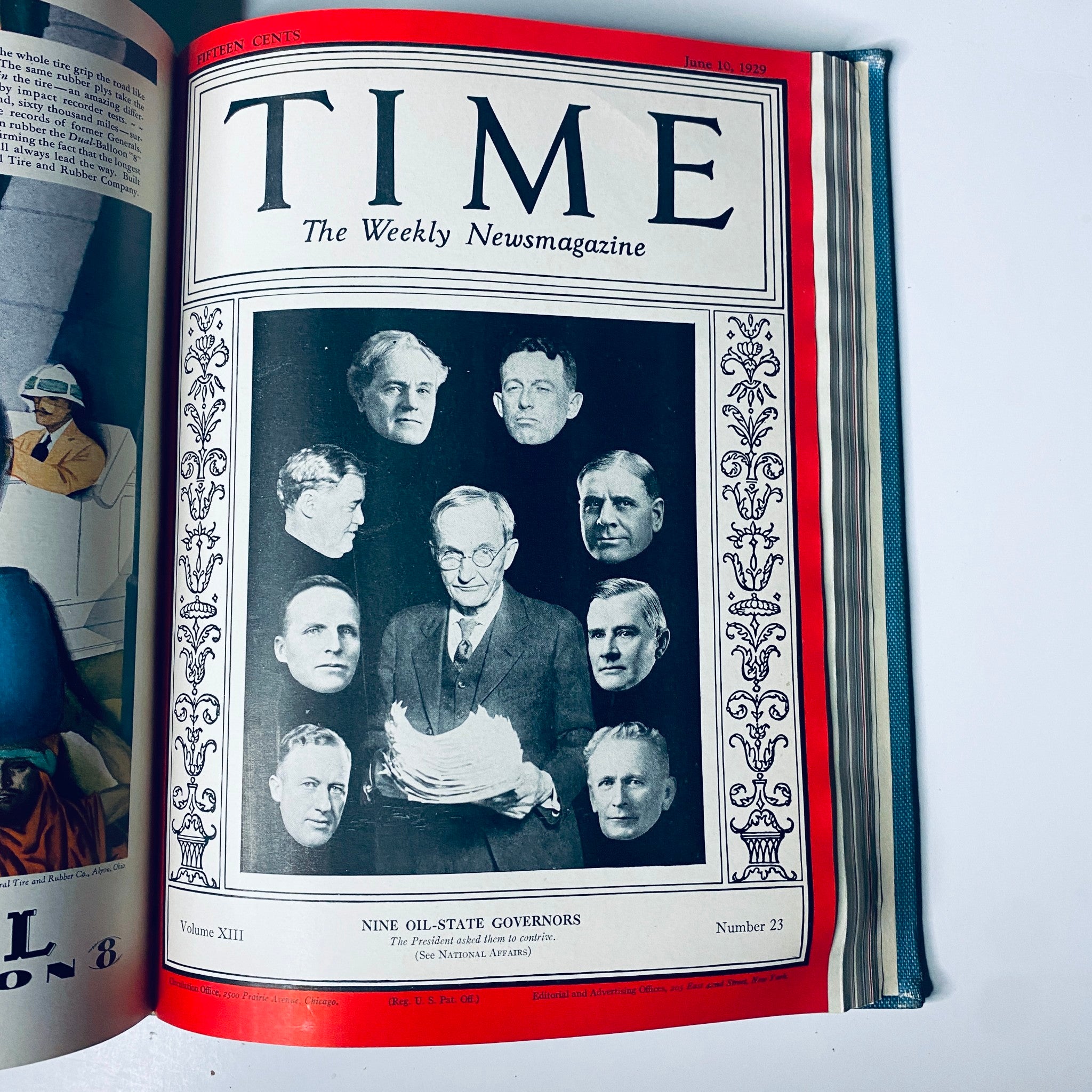 Time Magazine cover from June 10, 1929, portraying Nine Oil-State Governors, included under the title 'Time Magazine Bound Weekly January 7, 1929 - June 24, 1929 Einstein Morgan.'