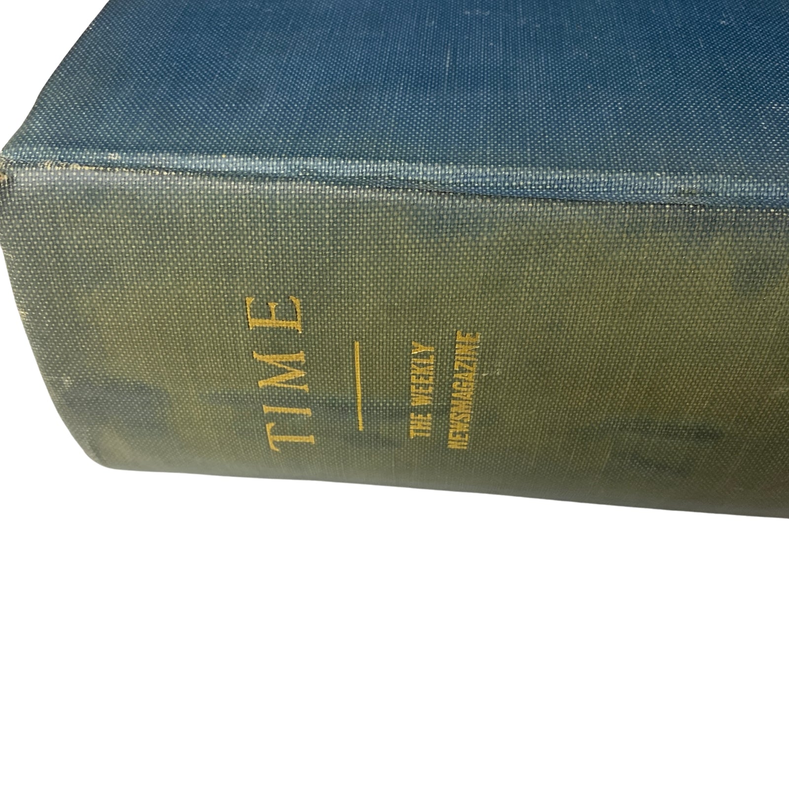 Close-up view of the spine of the Time Magazine Bound Weekly July 1, 1929 - December 30, 1929, showcasing the title 'TIME' embossed in gold.