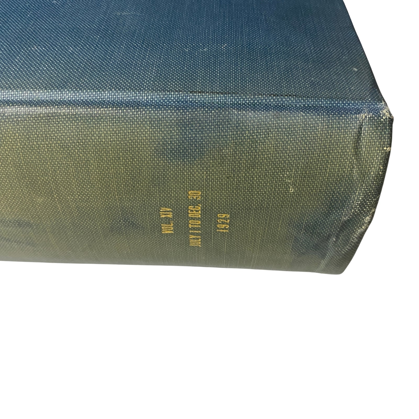 Detailed view of the spine of the Time Magazine Bound Weekly July 1, 1929 - December 30, 1929, featuring the volume number and publication year.
