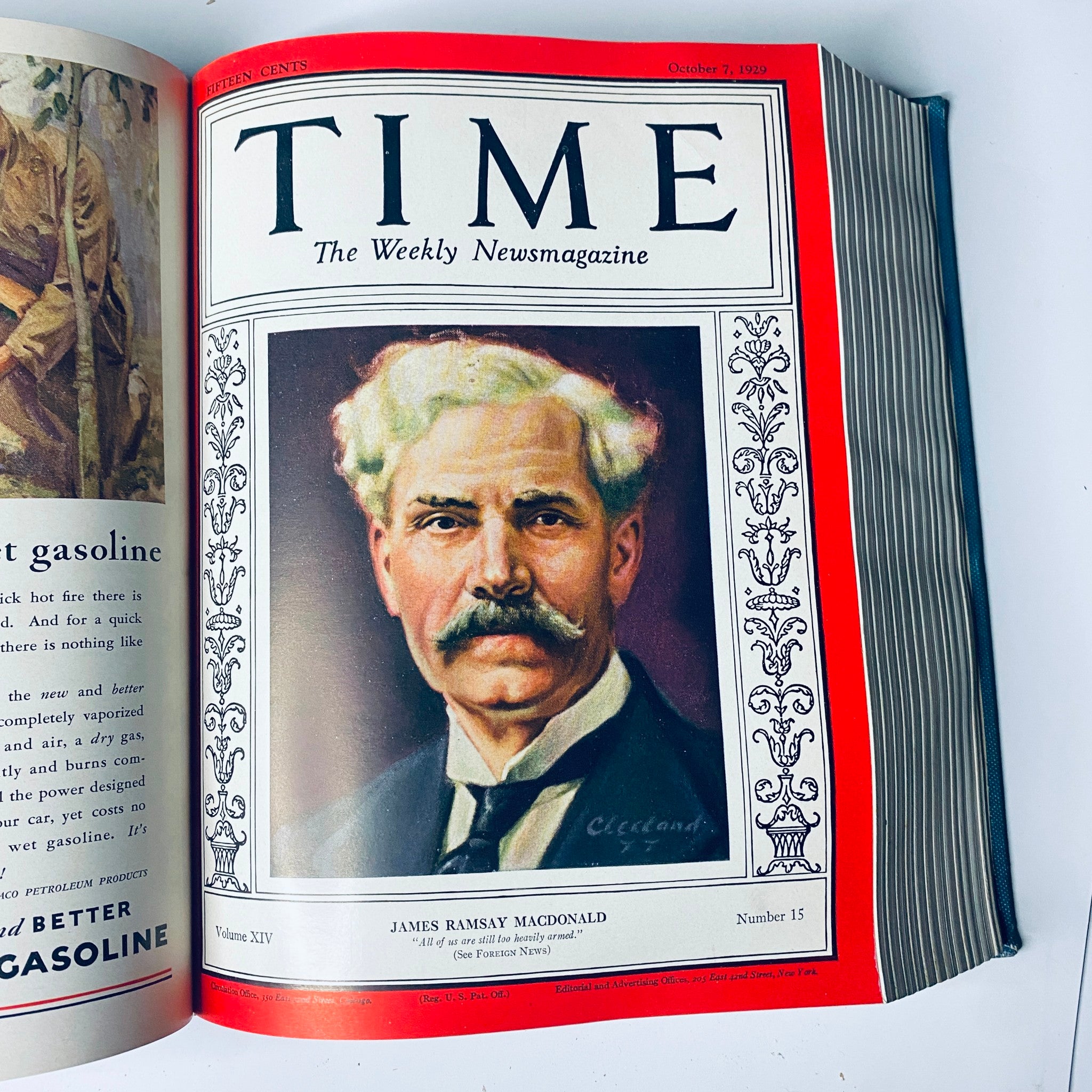 Cover of Time Magazine featuring James Ramsay MacDonald, published on October 7, 1929, from the bound collection July 1 to December 30, 1929.