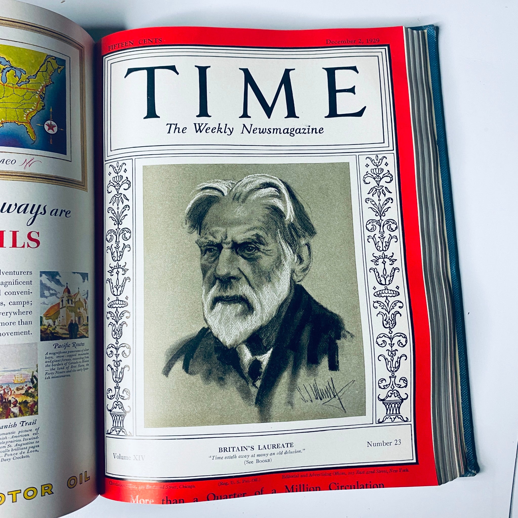 Cover of Time Magazine Bound Weekly from December 2, 1929, featuring a portrait of Britain's Laureate. Title: Time Magazine Bound Weekly July 1, 1929 - December 30, 1929 Jimmie Foxx.