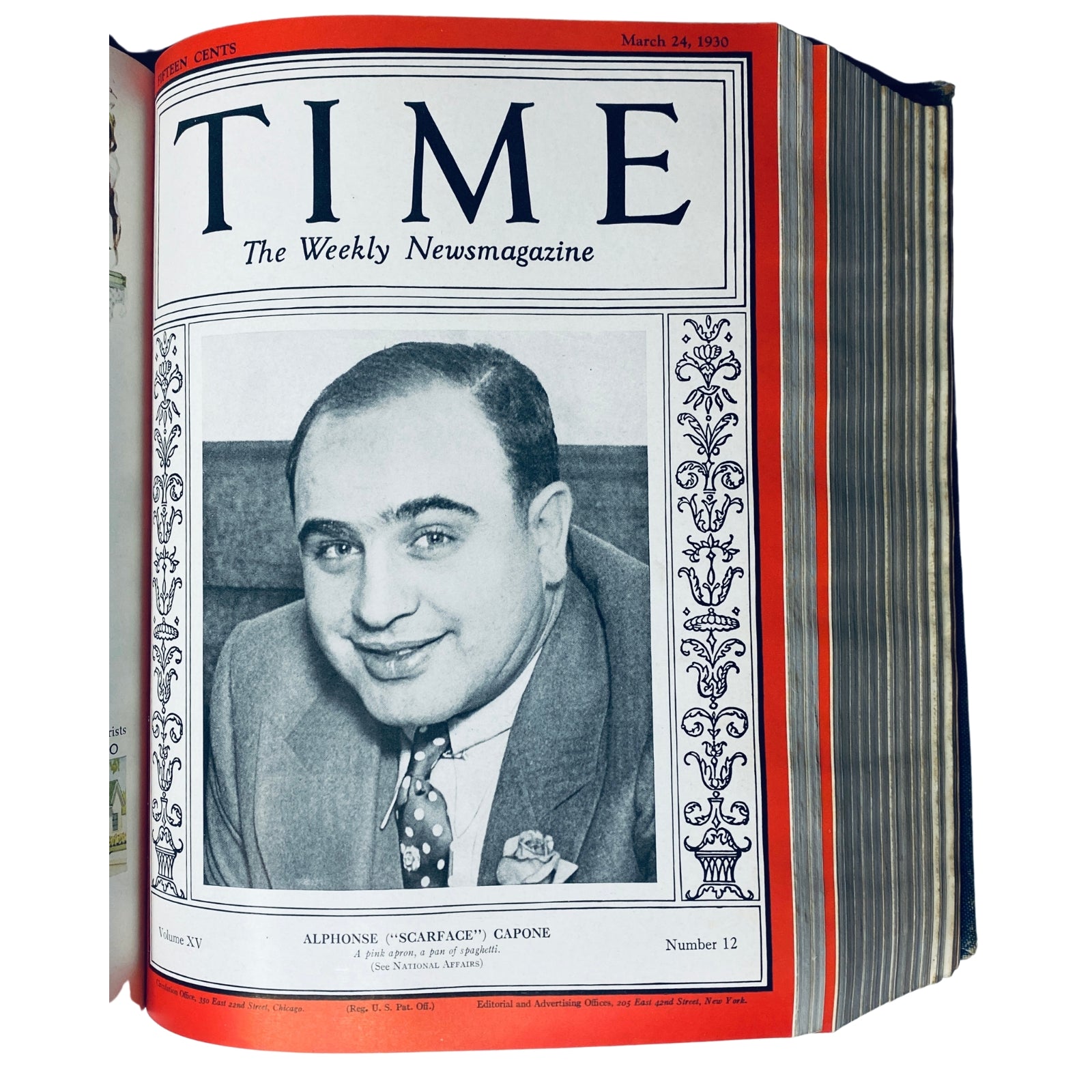 Cover of Time Magazine Bound Weekly January 6 to June 30, 1930, featuring Alphonse 'Scarface' Capone on March 24, 1930 issue.