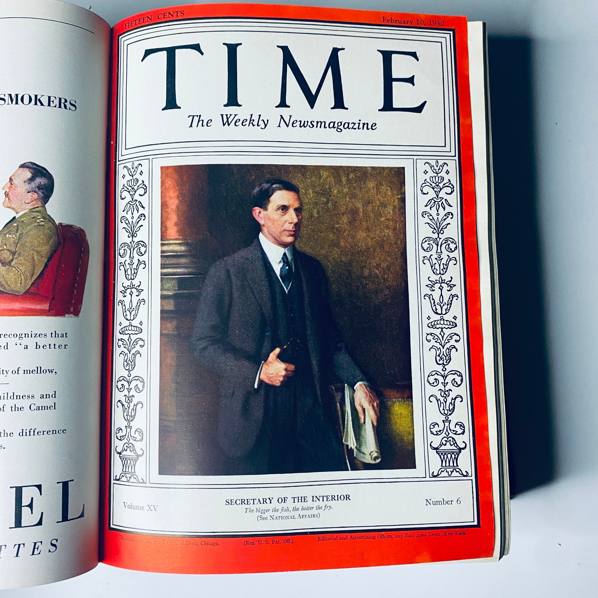 Cover of Time Magazine Bound Weekly January 6, 1930 - June 30, 1930 depicting the Secretary of the Interior, reflecting key government figures during the Great Depression.
