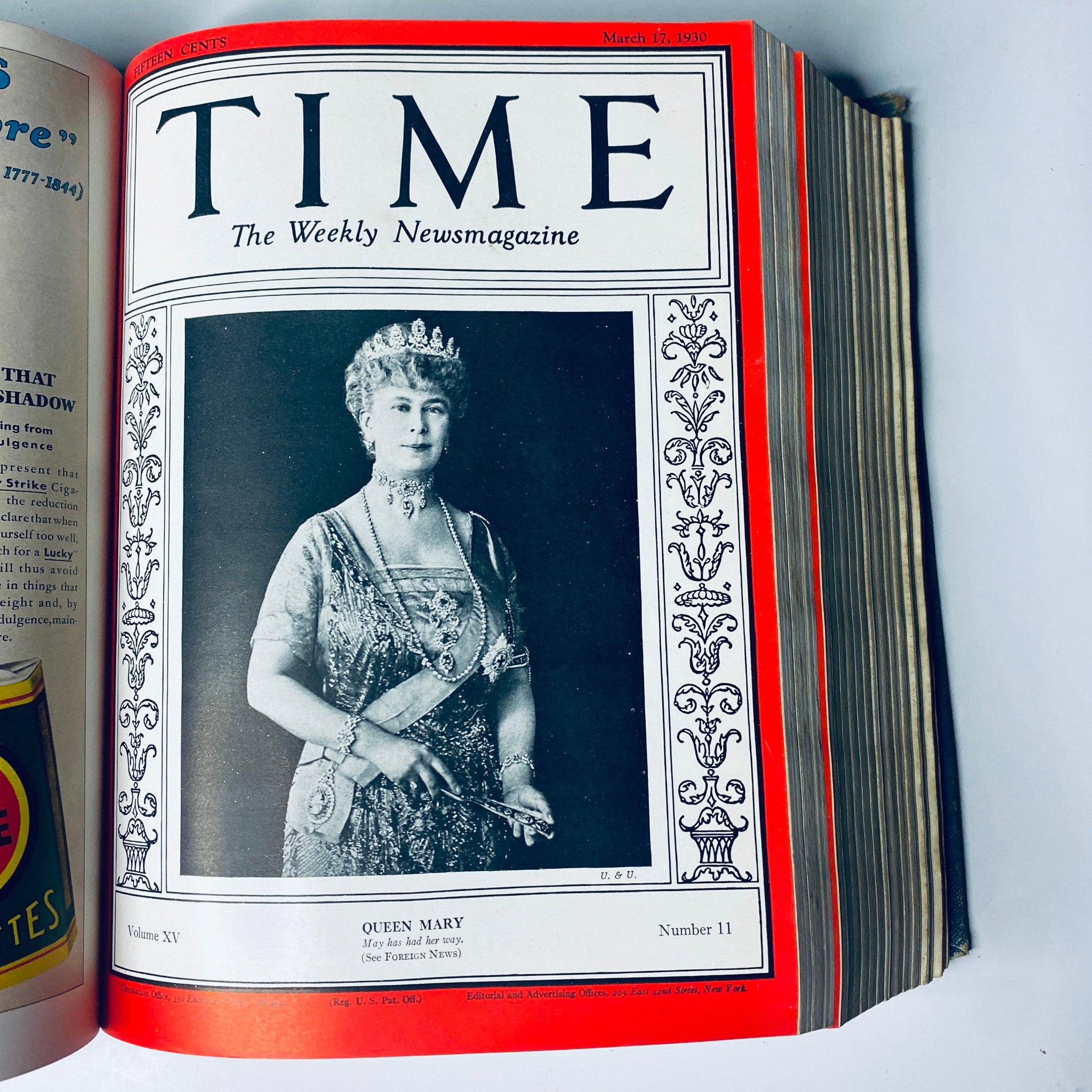 Cover of Time Magazine Bound Weekly, March 17, 1930, highlighting Queen Mary.