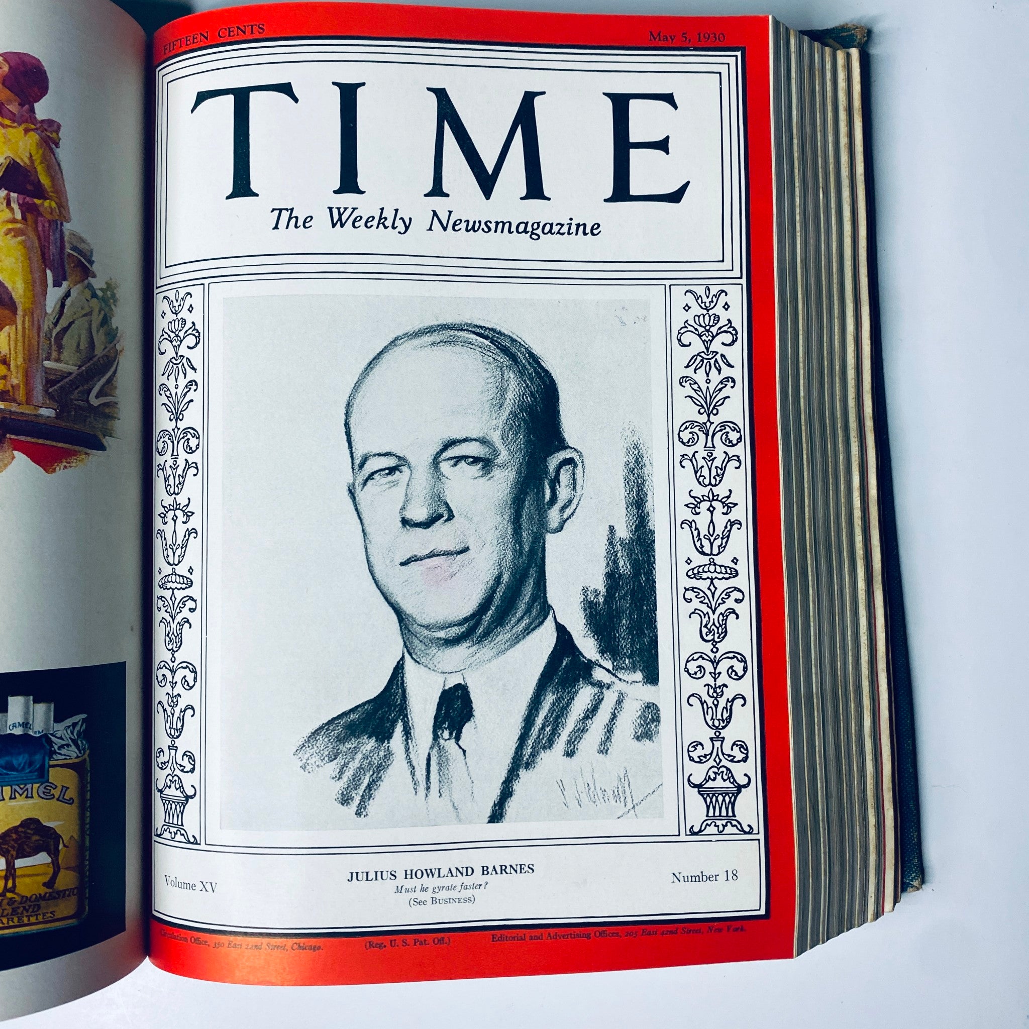 Time Magazine Bound Weekly January 6, 1930 - June 30, 1930 AL Capone Scarface. Cover highlighting Julius Howland Barnes from the May 5, 1930 issue, featuring a charcoal drawing.