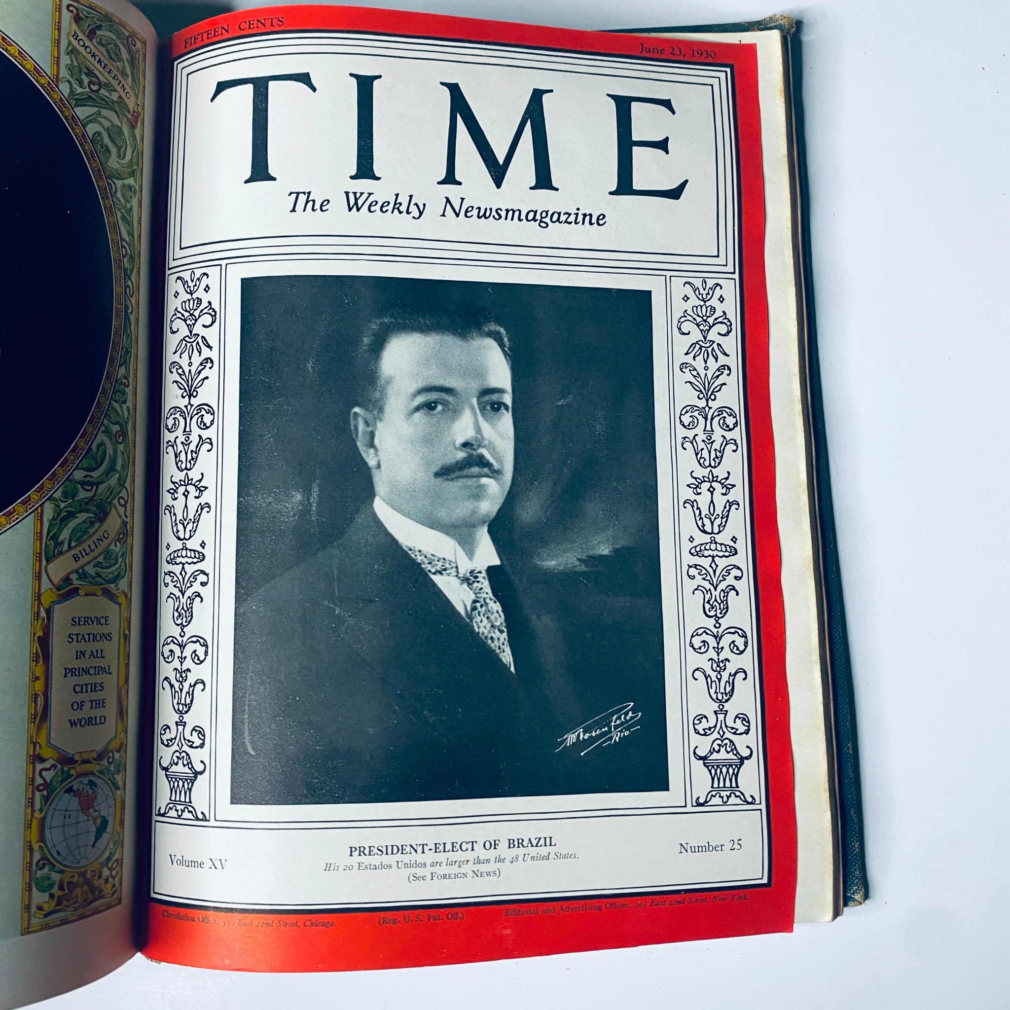 Time Magazine cover from June 23, 1930 showcasing the President-Elect of Brazil, reflecting important political developments in South America.