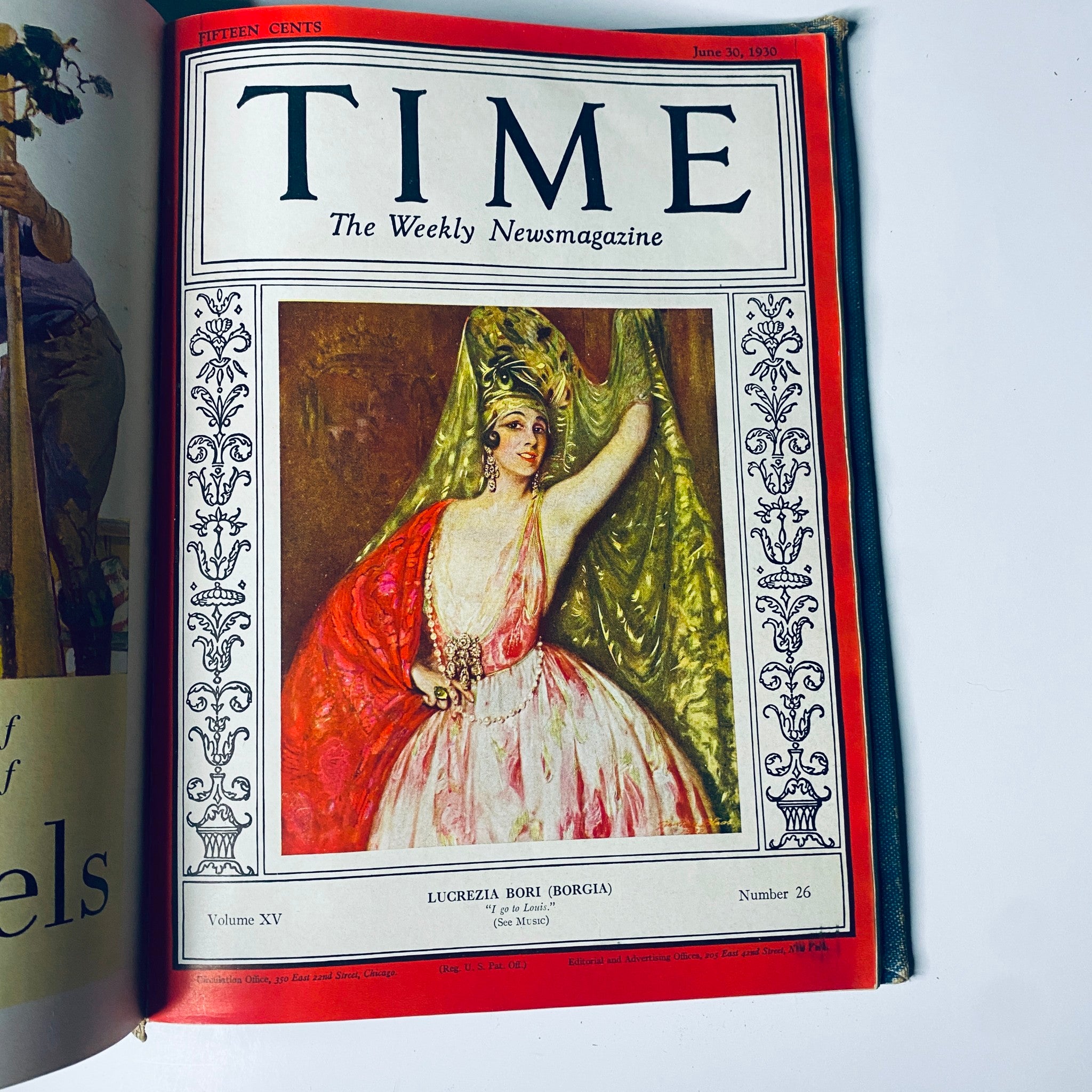 Time Magazine cover from June 30, 1930 featuring Lucrezia Bori, an artistic representation highlighting cultural figures of the early 20th century.