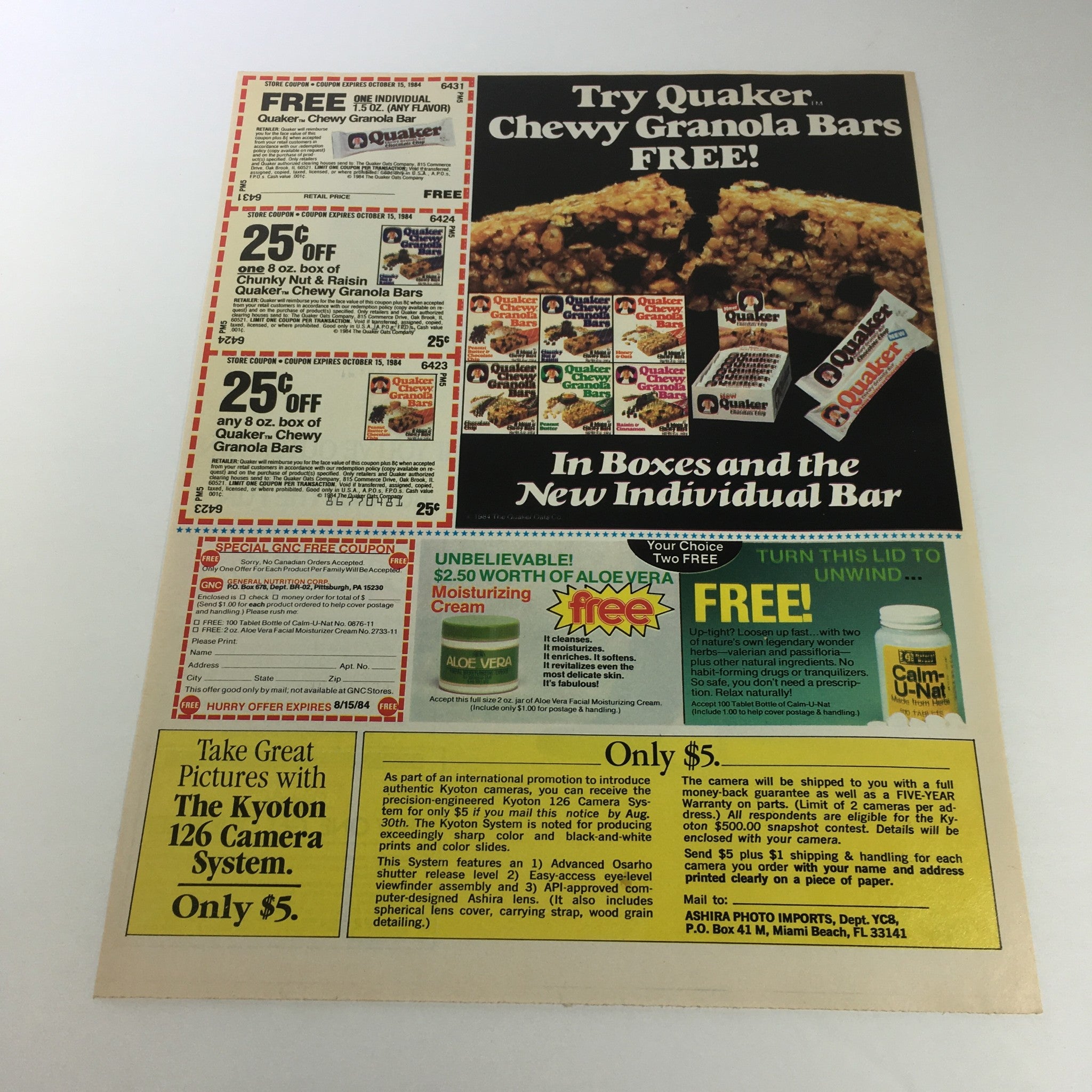 VTG Retro 1984 Quaker Chewy Granola Bars Print Ad Store Coupon